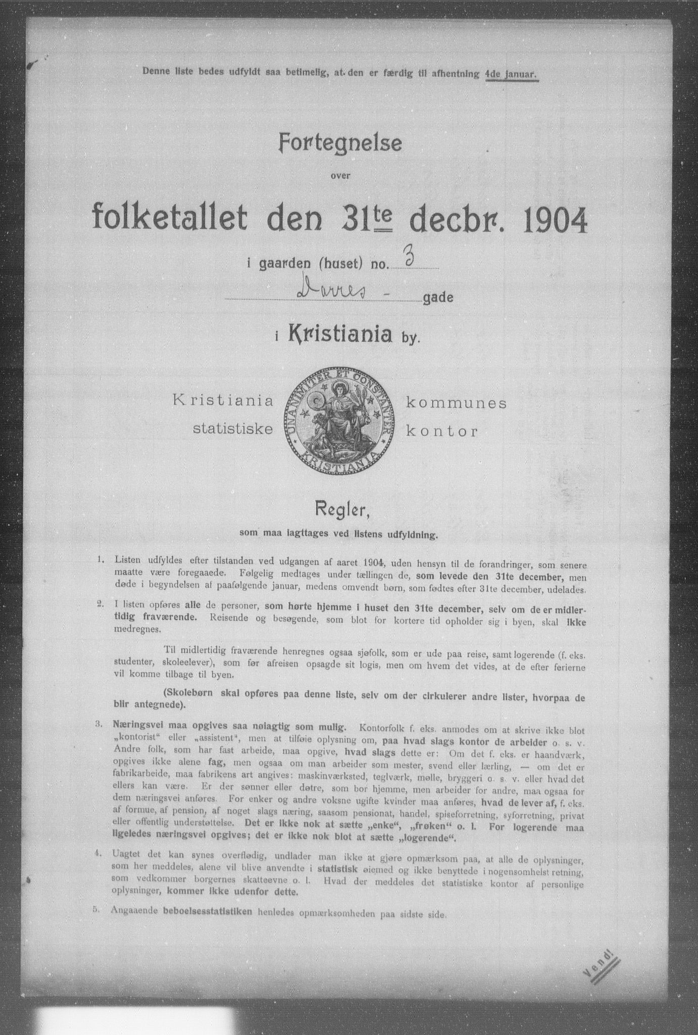 OBA, Municipal Census 1904 for Kristiania, 1904, p. 3100