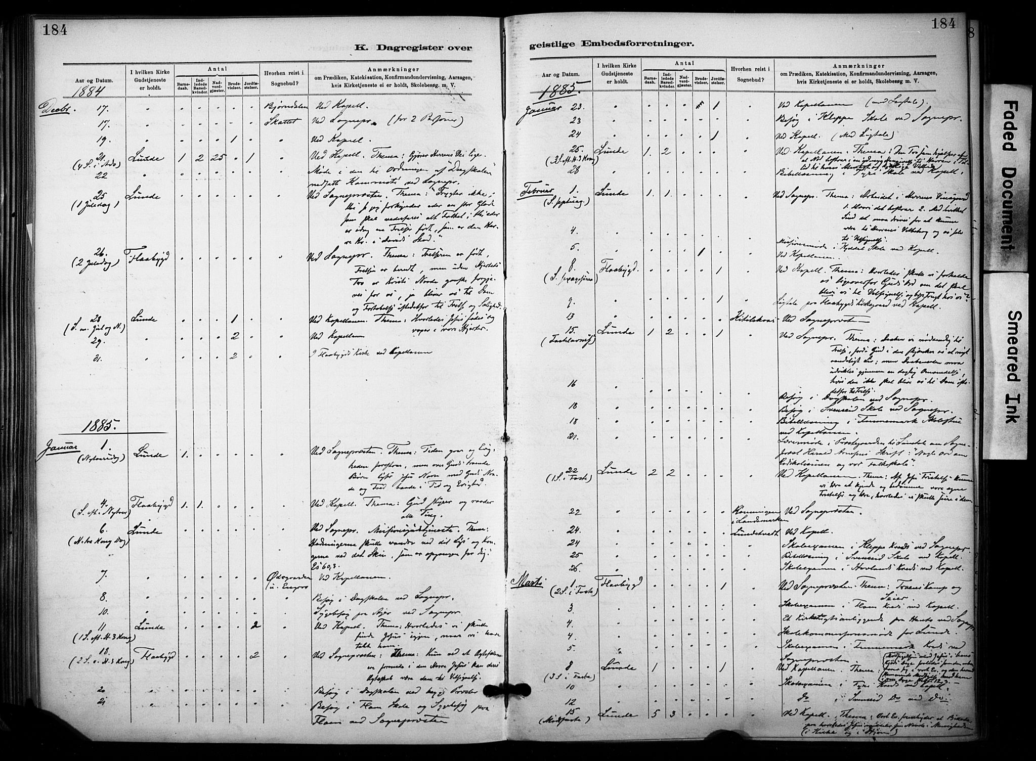 Lunde kirkebøker, SAKO/A-282/F/Fa/L0002: Parish register (official) no. I 2, 1884-1892, p. 184