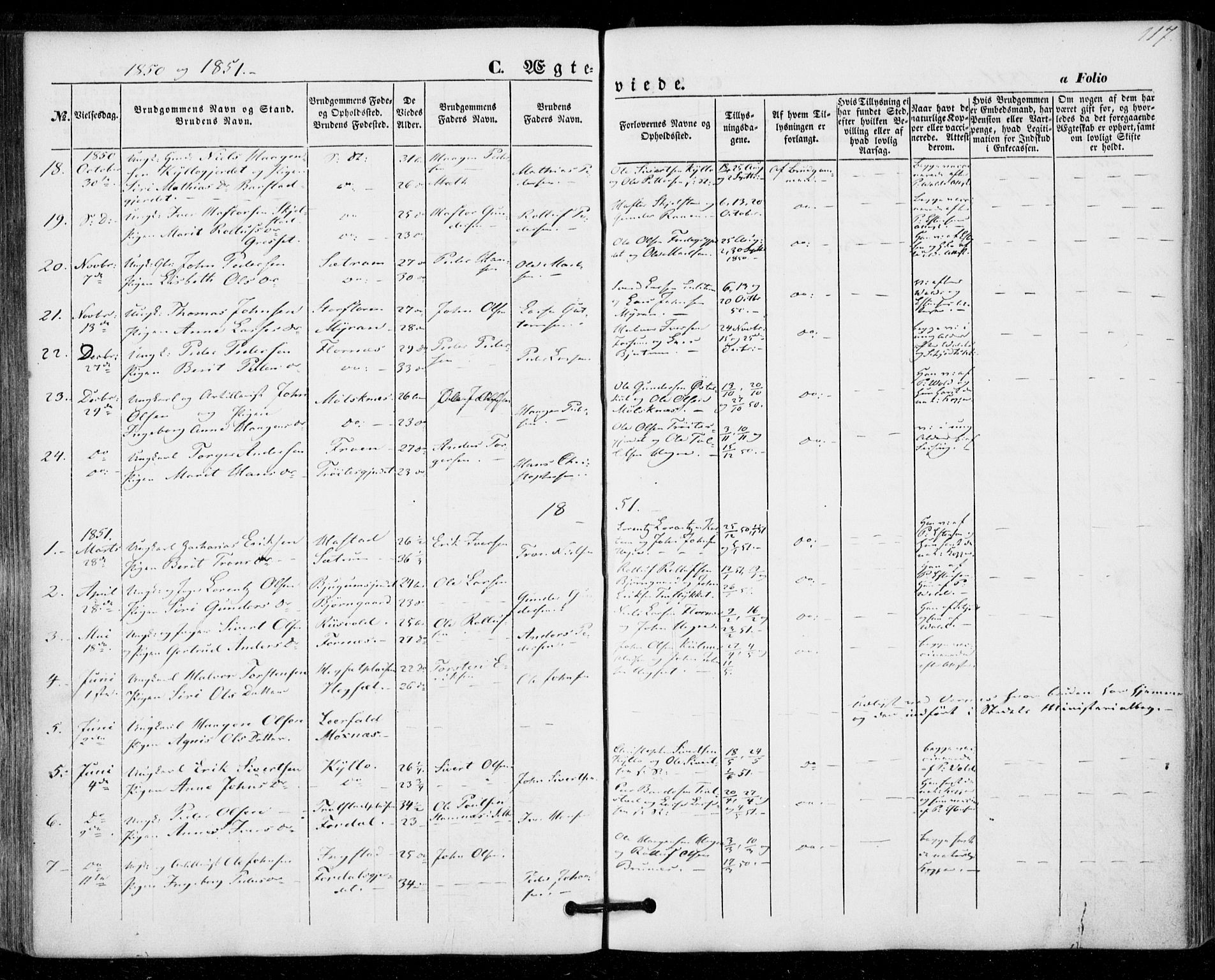 Ministerialprotokoller, klokkerbøker og fødselsregistre - Nord-Trøndelag, SAT/A-1458/703/L0028: Parish register (official) no. 703A01, 1850-1862, p. 117