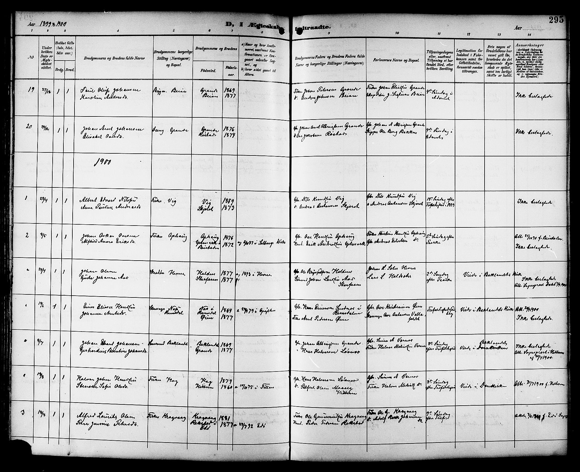 Ministerialprotokoller, klokkerbøker og fødselsregistre - Sør-Trøndelag, SAT/A-1456/659/L0746: Parish register (copy) no. 659C03, 1893-1912, p. 295