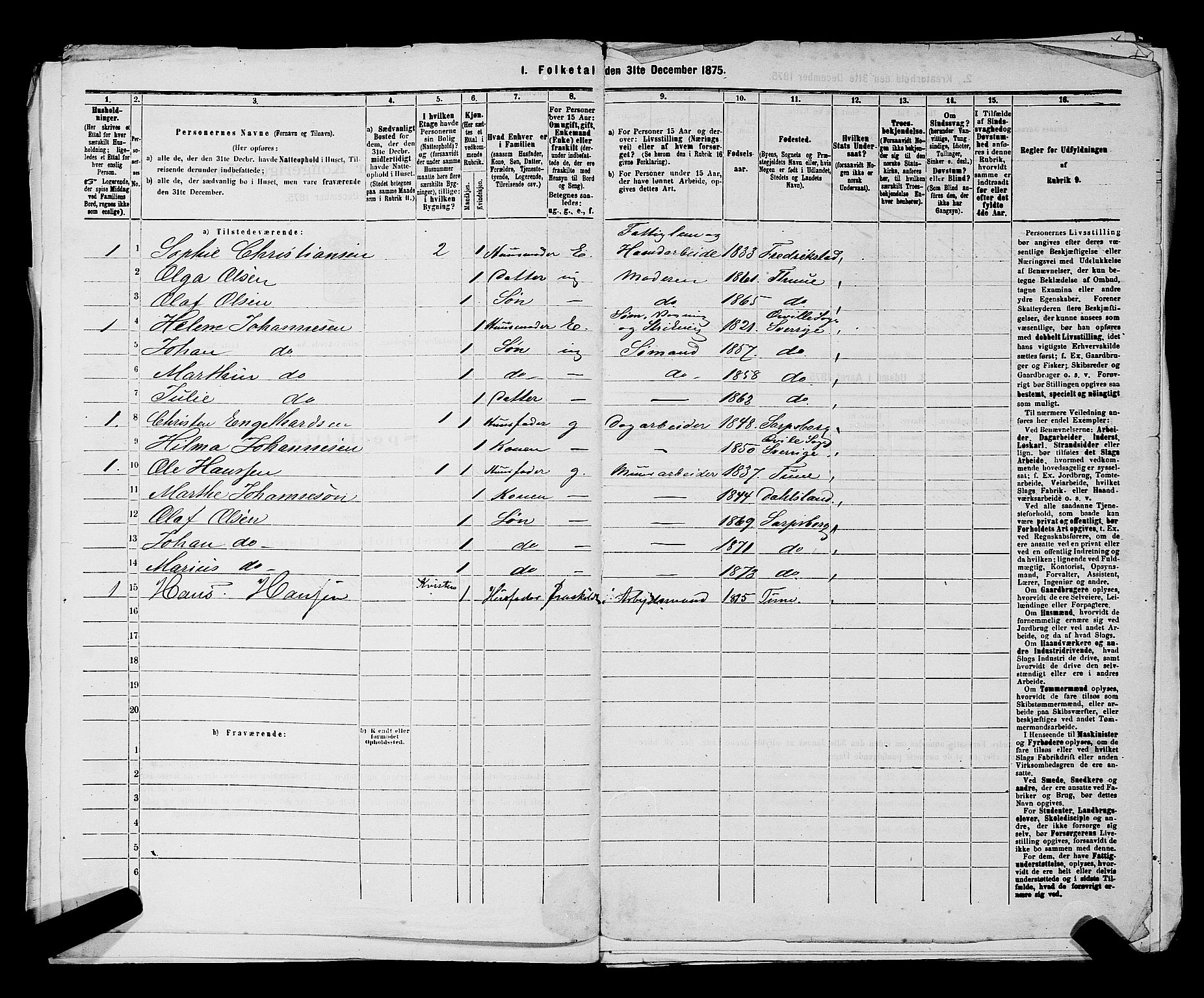 RA, 1875 census for 0102P Sarpsborg, 1875, p. 299