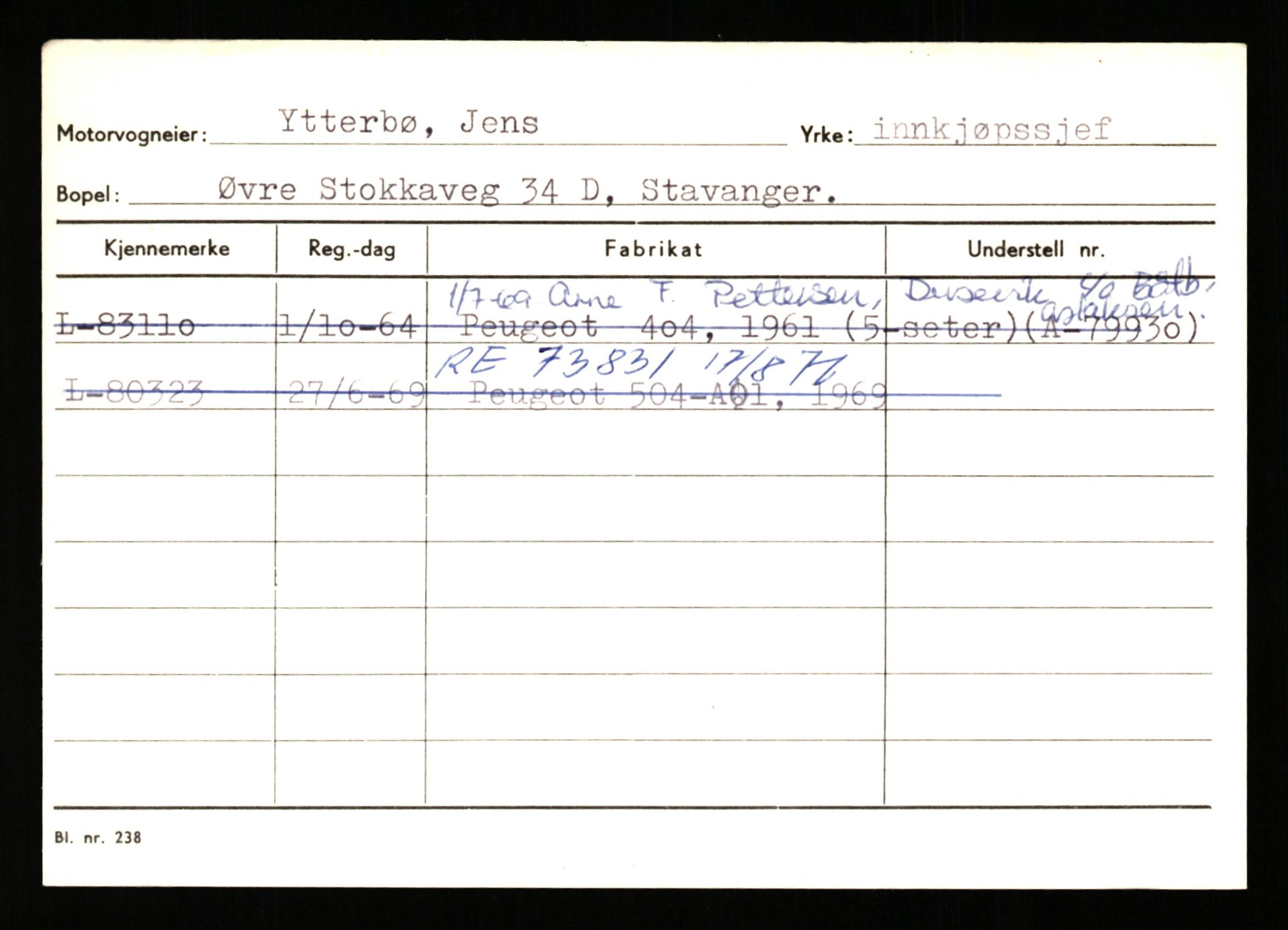 Stavanger trafikkstasjon, SAST/A-101942/0/H/L0043: Viste - Øksendal, 1930-1971, p. 1587