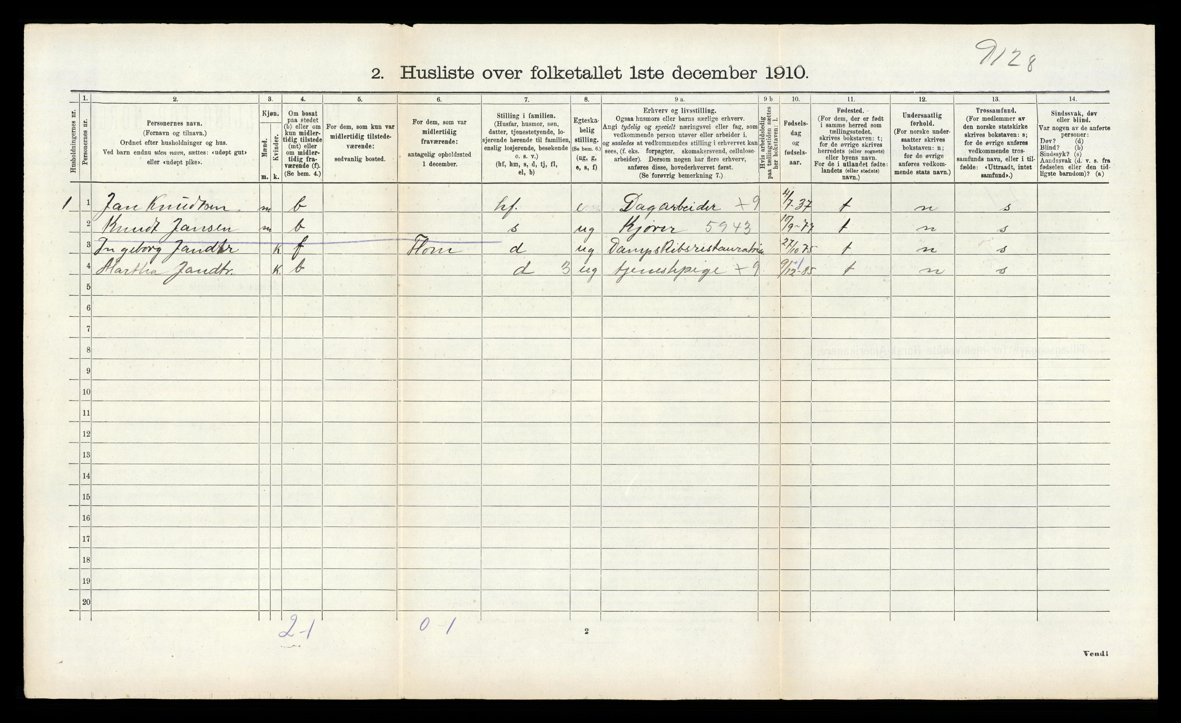 RA, 1910 census for Lærdal, 1910, p. 237