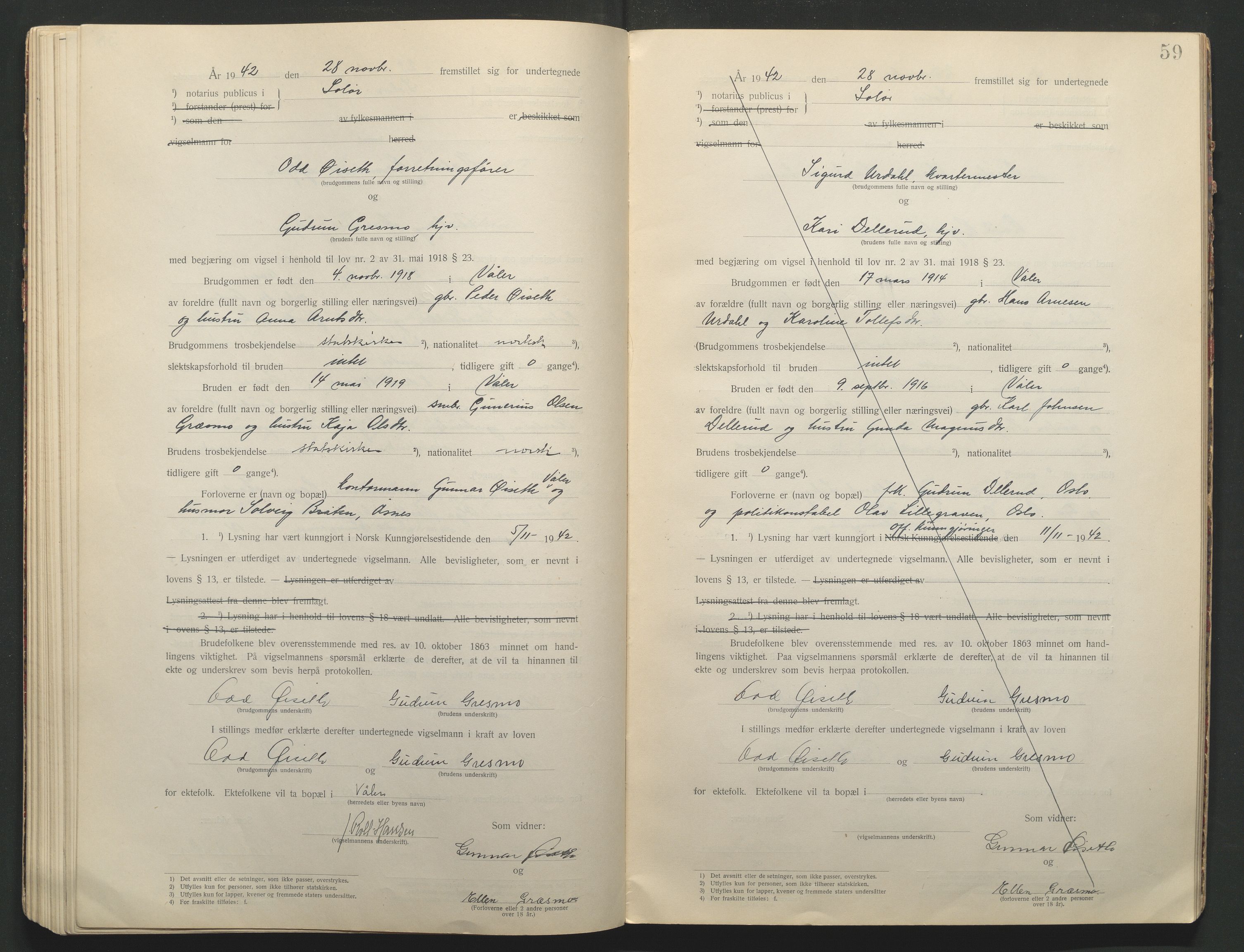Solør tingrett, AV/SAH-TING-008/L/Lb/L0001: Vigselprotokoll, 1920-1943, p. 59