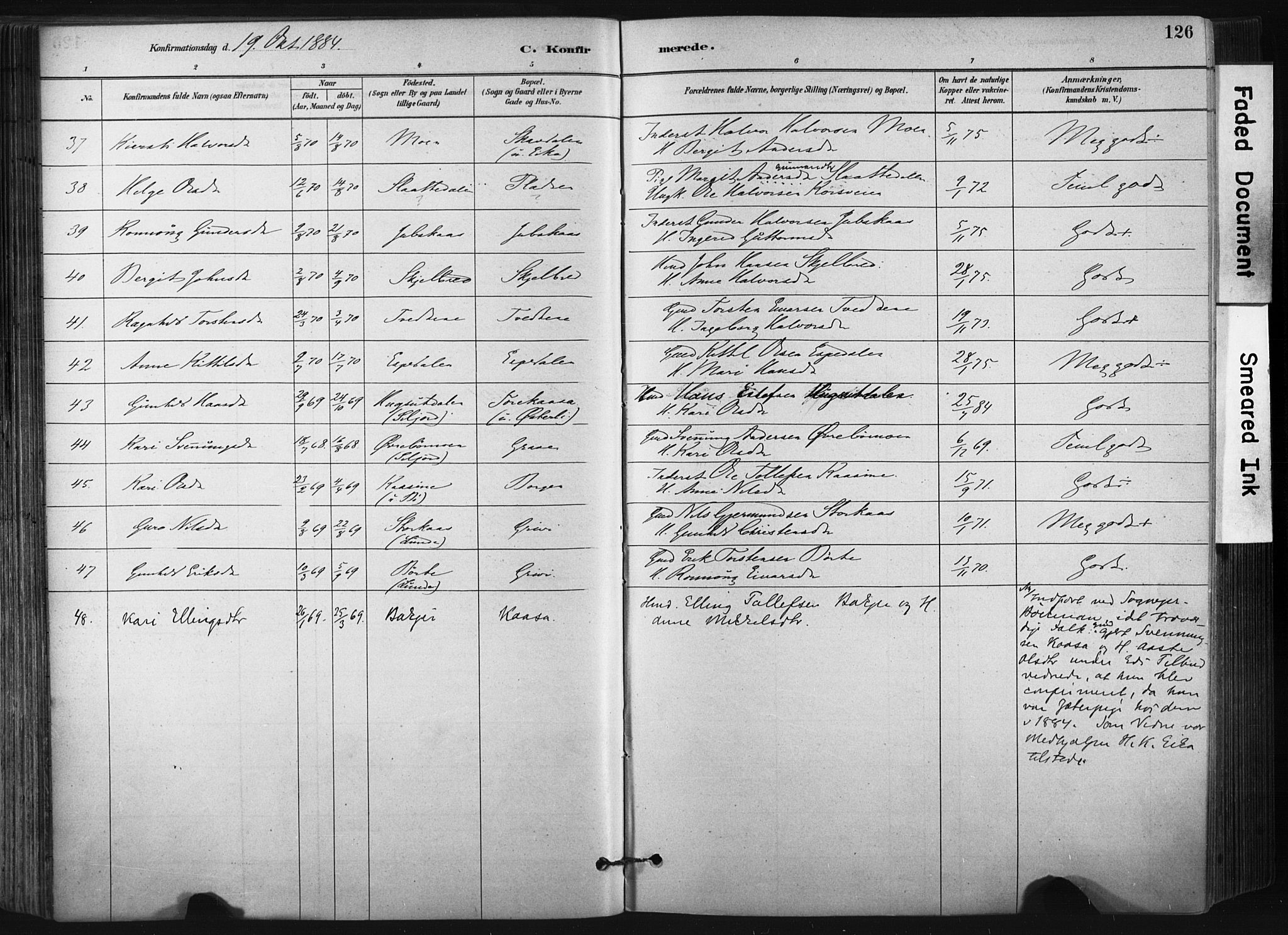 Bø kirkebøker, SAKO/A-257/F/Fa/L0010: Parish register (official) no. 10, 1880-1892, p. 126