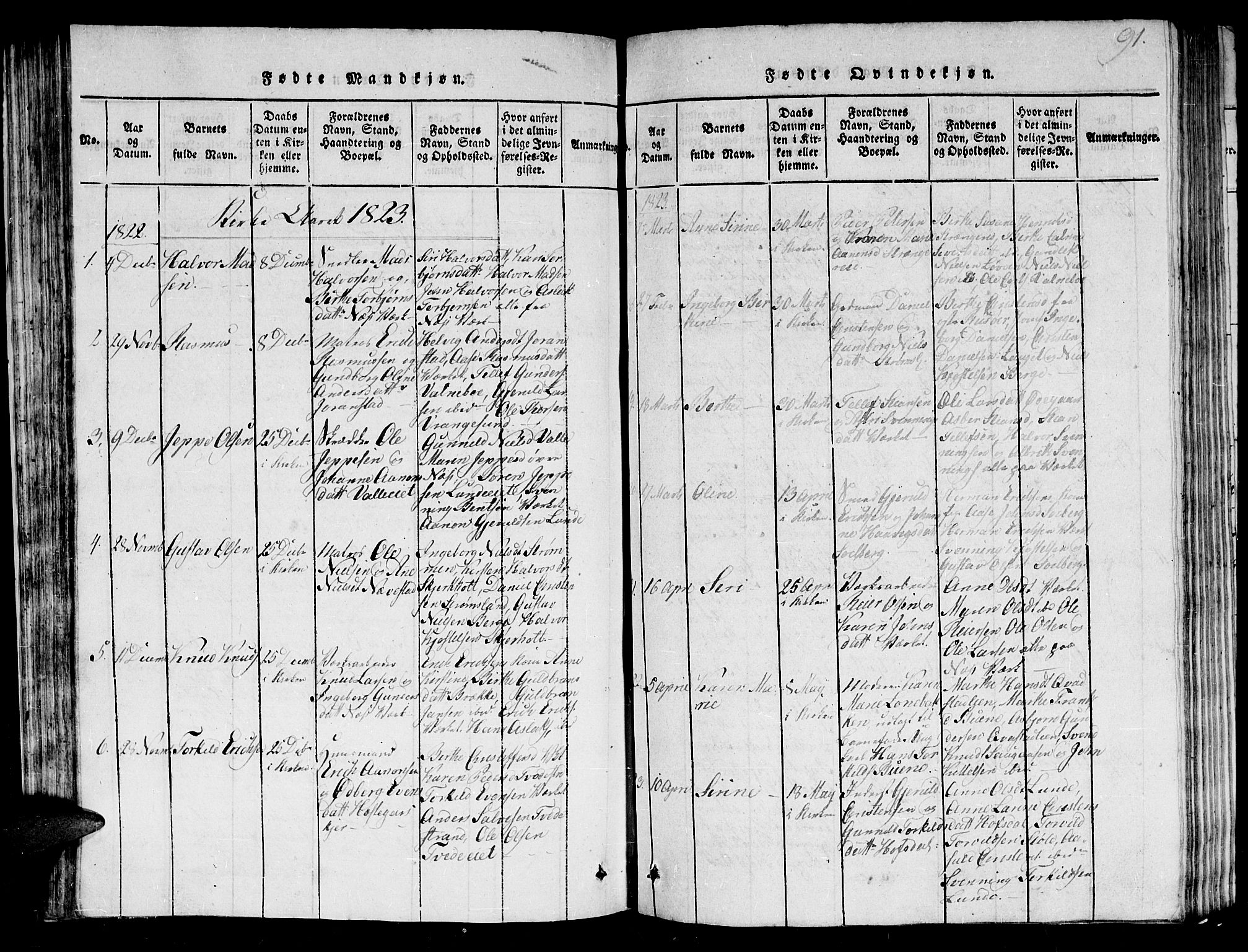 Holt sokneprestkontor, AV/SAK-1111-0021/F/Fb/L0006: Parish register (copy) no. B 6, 1813-1823, p. 91