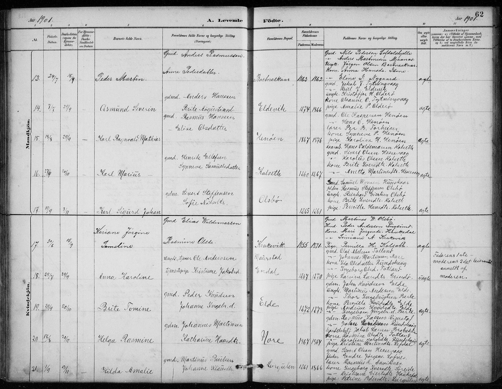 Davik sokneprestembete, SAB/A-79701/H/Hab/Habc/L0002: Parish register (copy) no. C 2, 1889-1906, p. 62