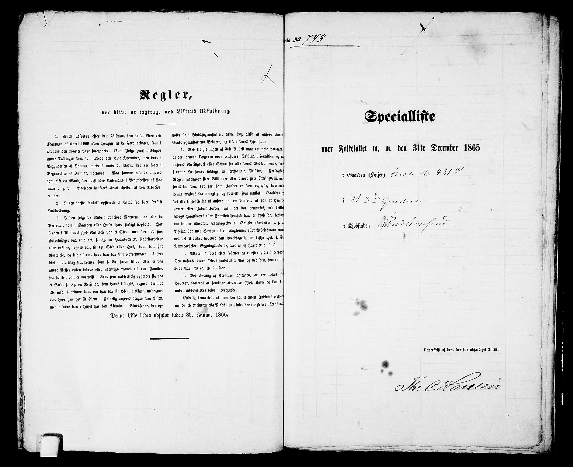 RA, 1865 census for Kristiansand, 1865, p. 1521