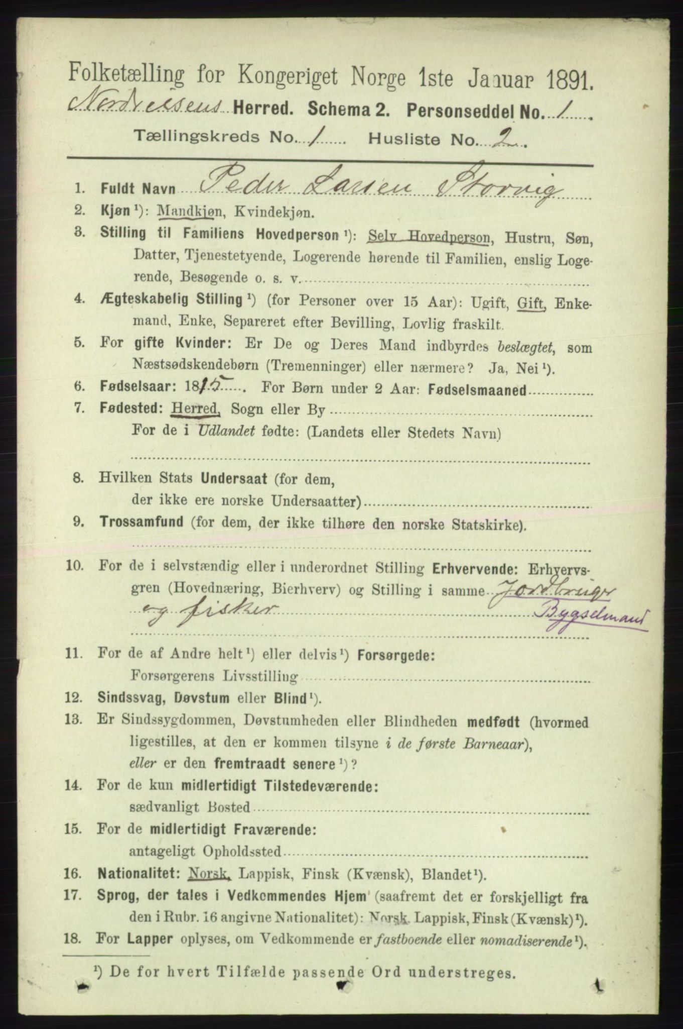 RA, 1891 census for 1942 Nordreisa, 1891, p. 111