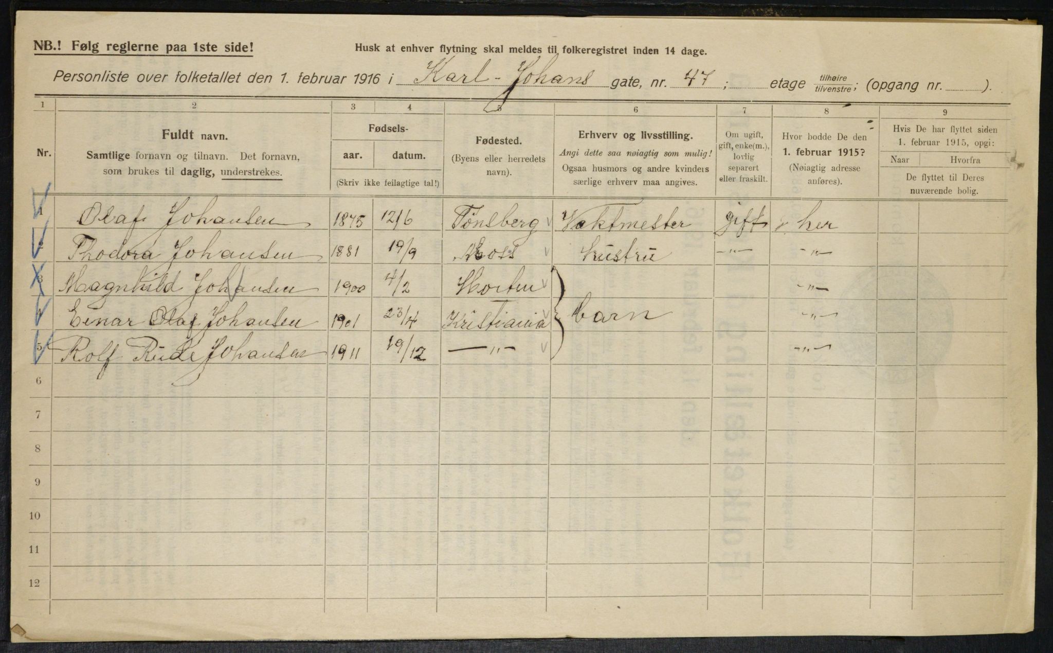 OBA, Municipal Census 1916 for Kristiania, 1916, p. 49955