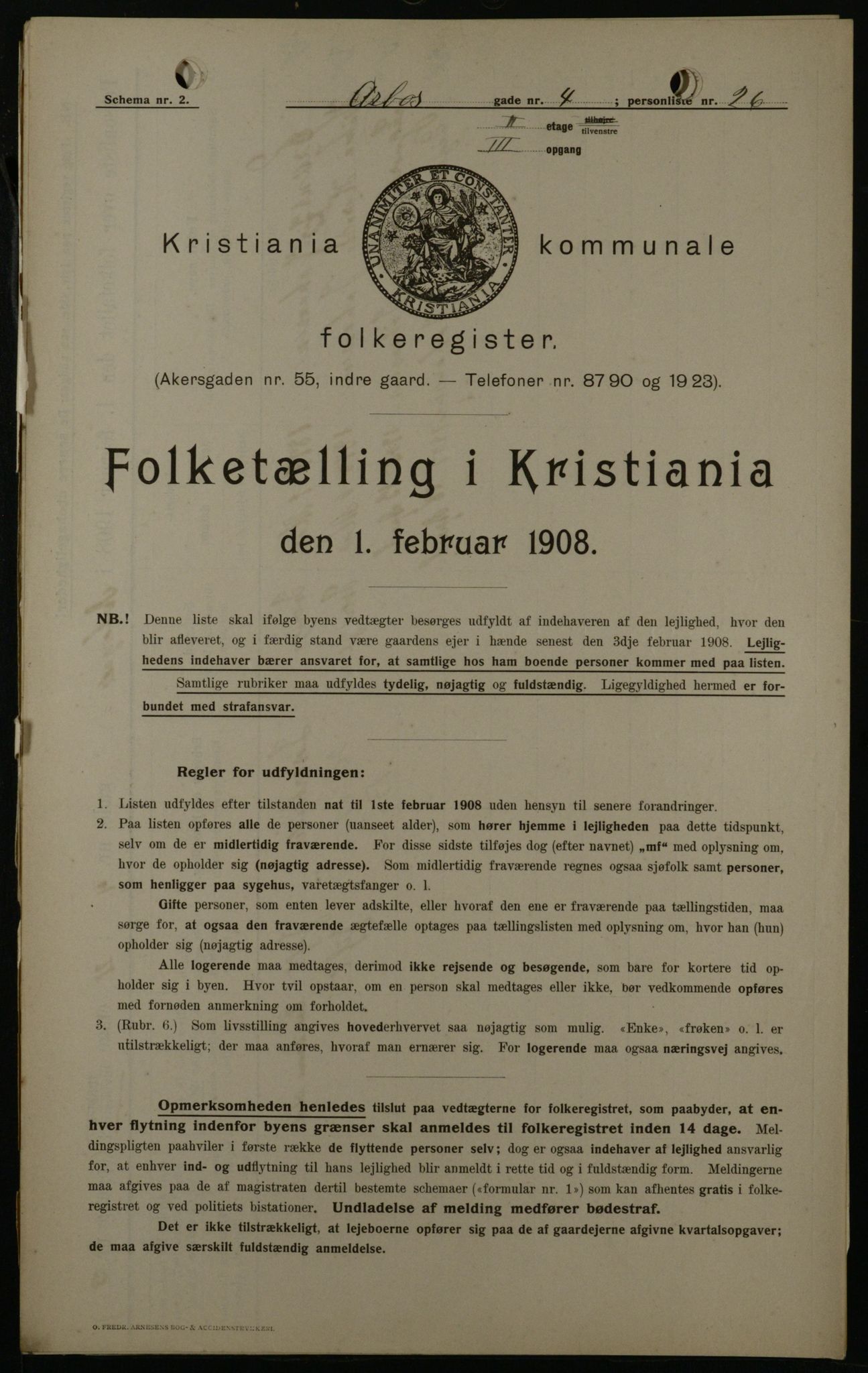OBA, Municipal Census 1908 for Kristiania, 1908, p. 2089