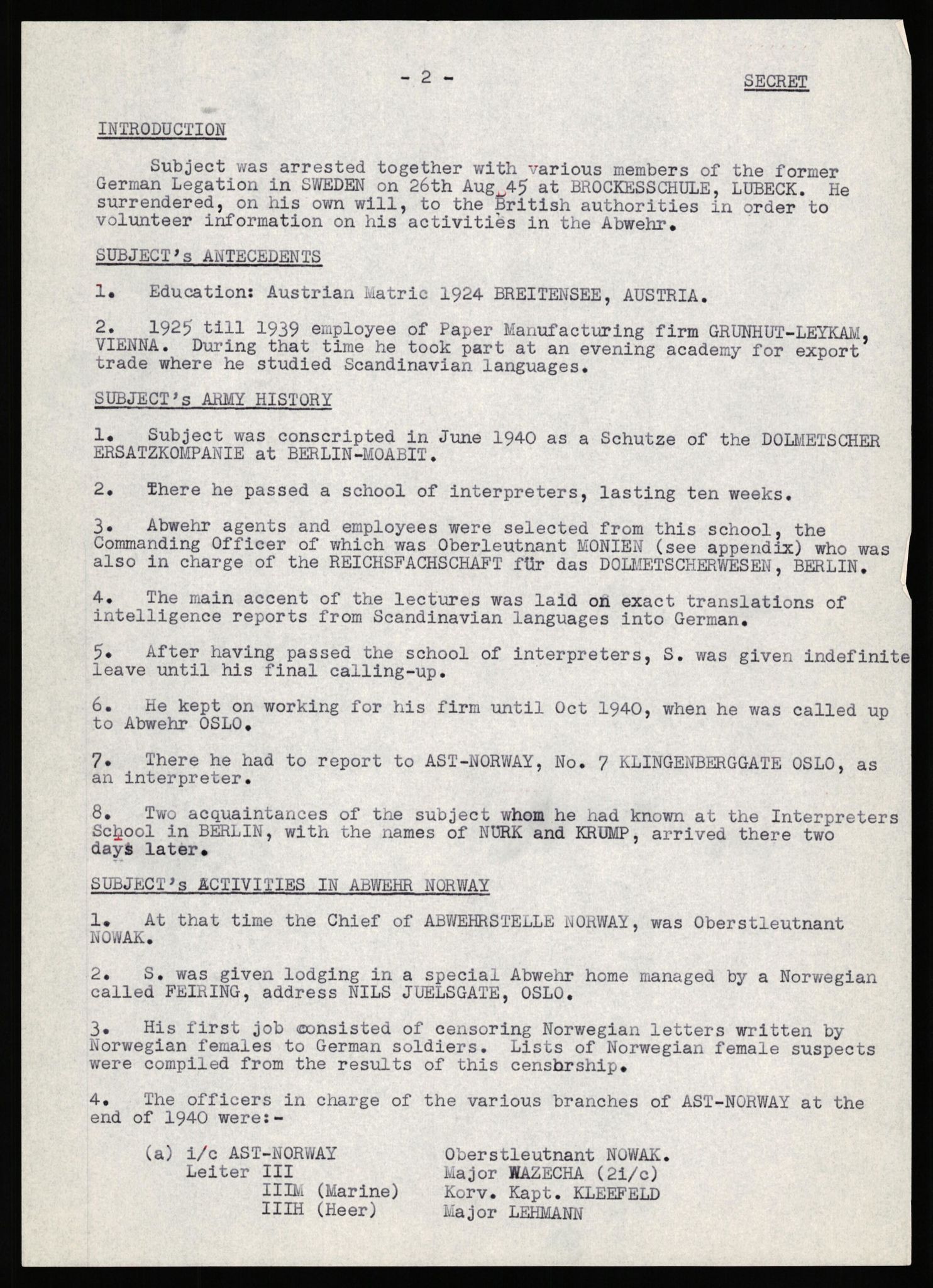 Forsvaret, Forsvarets overkommando II, AV/RA-RAFA-3915/D/Db/L0041: CI Questionaires.  Diverse nasjonaliteter., 1945-1946, p. 174