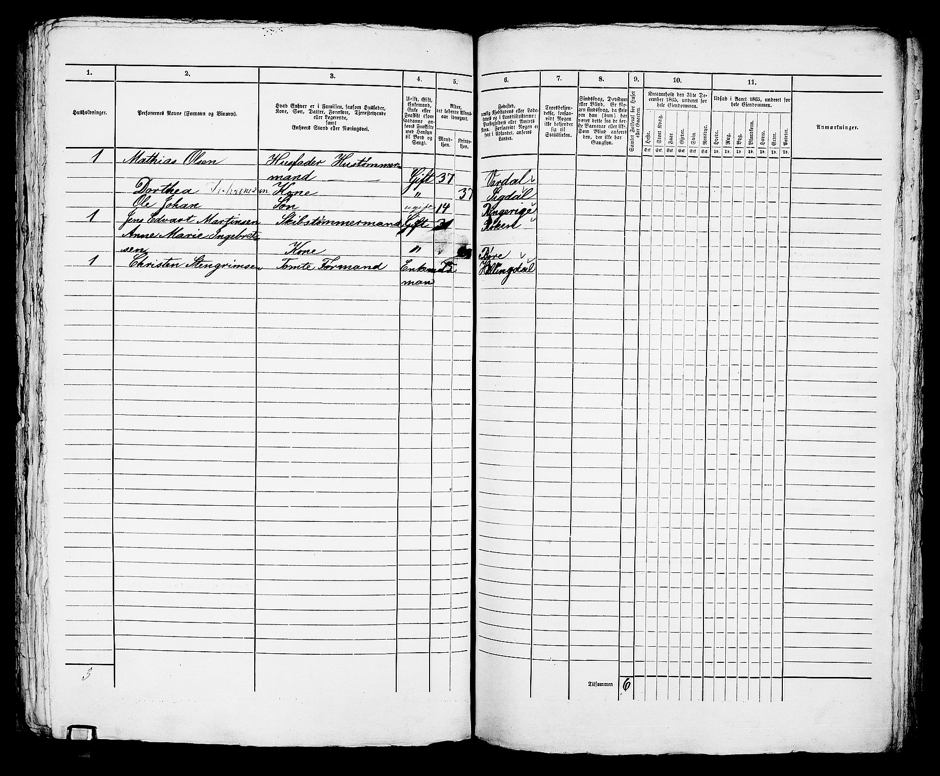 RA, 1865 census for Bragernes in Drammen, 1865, p. 998