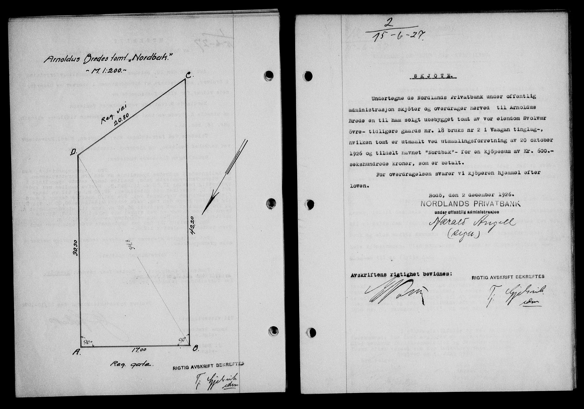 Lofoten sorenskriveri, SAT/A-0017/1/2/2C/L0015b: Mortgage book no. 15b, 1927-1927, Deed date: 15.06.1927