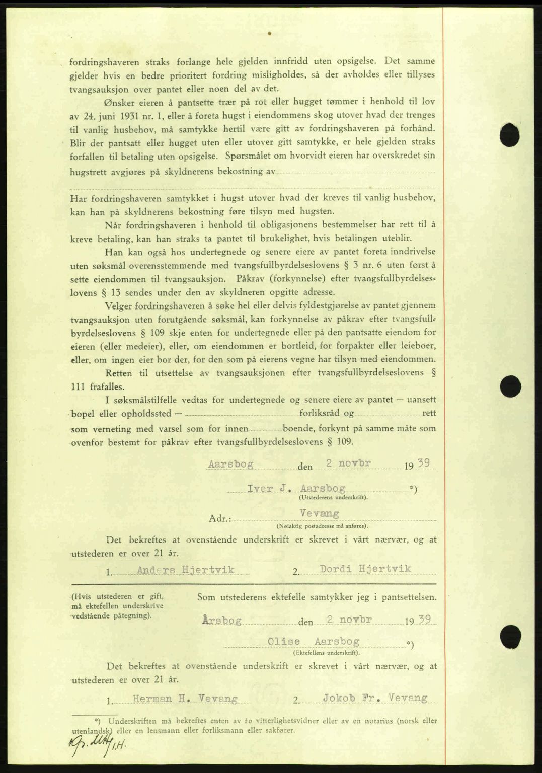 Nordmøre sorenskriveri, AV/SAT-A-4132/1/2/2Ca: Mortgage book no. B86, 1939-1940, Diary no: : 3316/1939