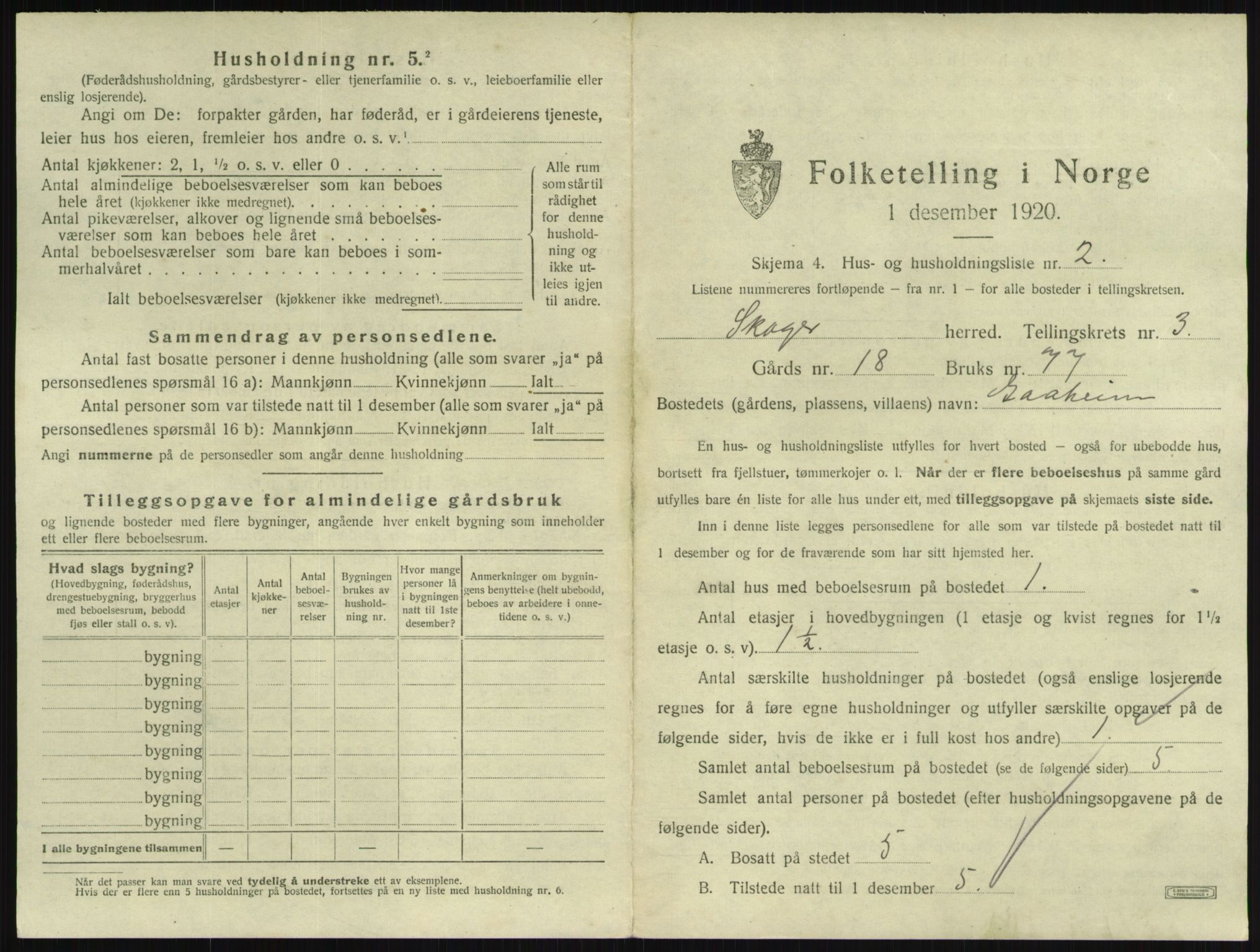 SAKO, 1920 census for Skoger, 1920, p. 577