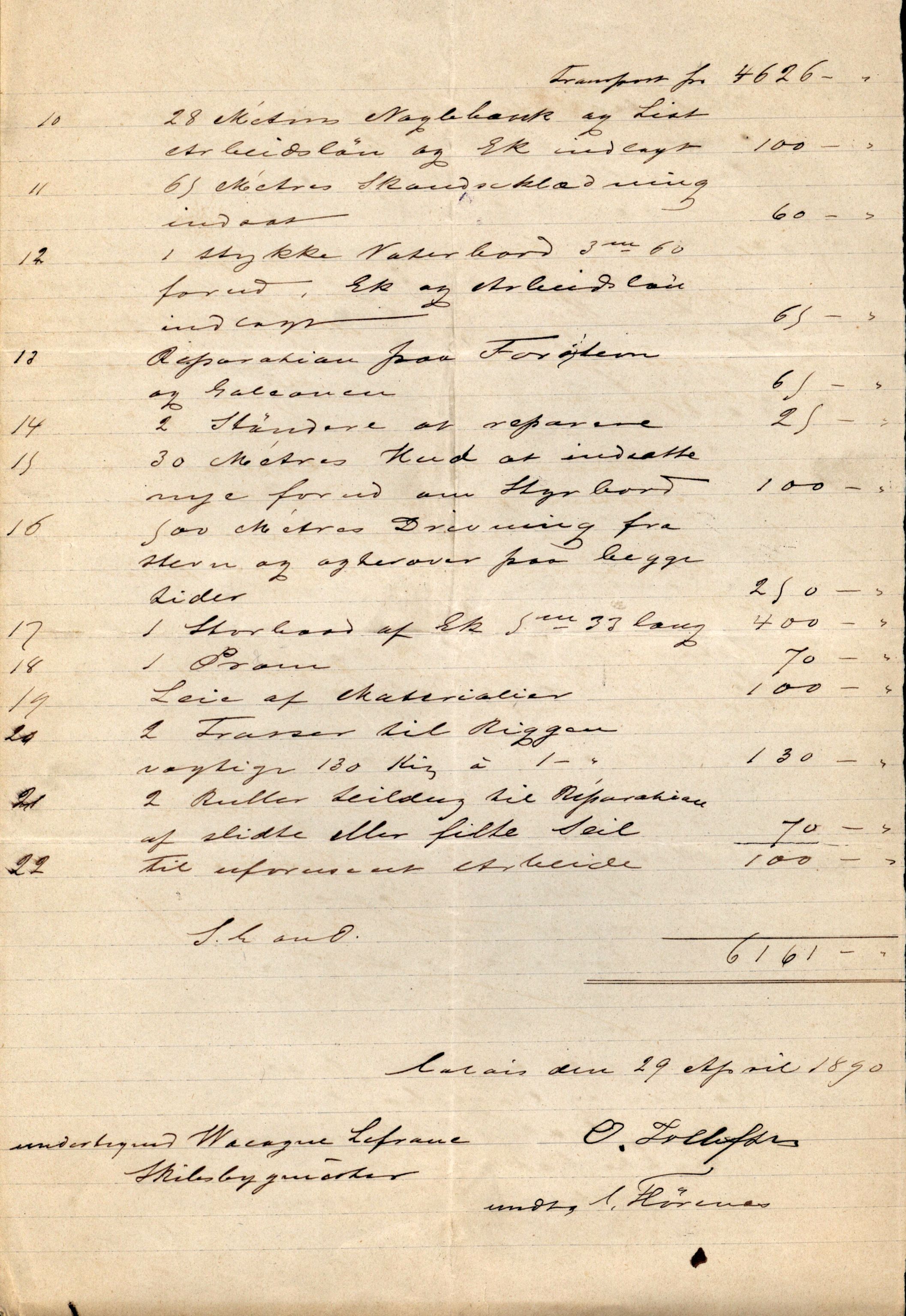 Pa 63 - Østlandske skibsassuranceforening, VEMU/A-1079/G/Ga/L0025/0004: Havaridokumenter / Imanuel, Hefhi, Guldregn, Haabet, Harald, Windsor, 1890, p. 115