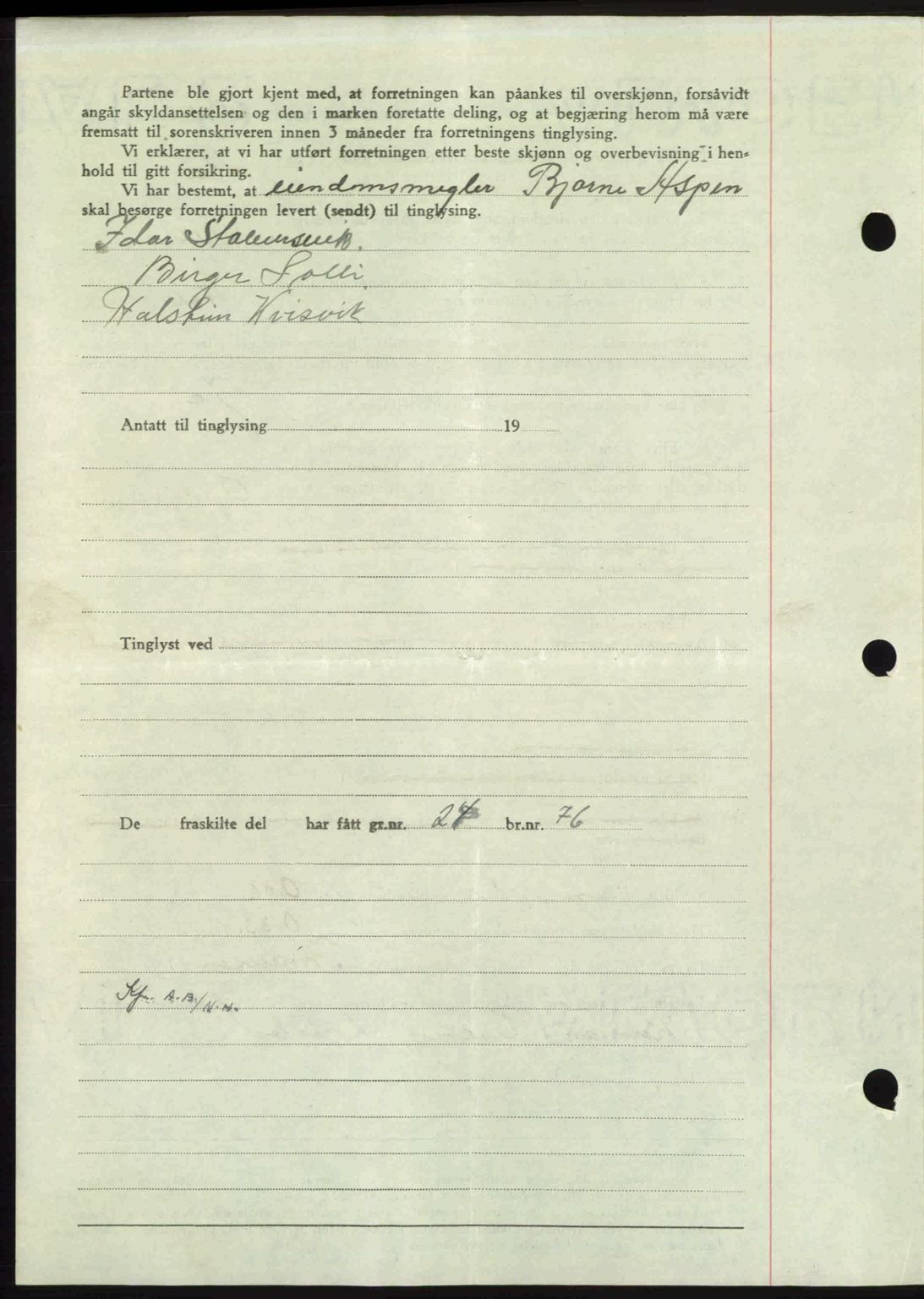 Nordmøre sorenskriveri, AV/SAT-A-4132/1/2/2Ca: Mortgage book no. A102, 1946-1946, Diary no: : 1806/1946