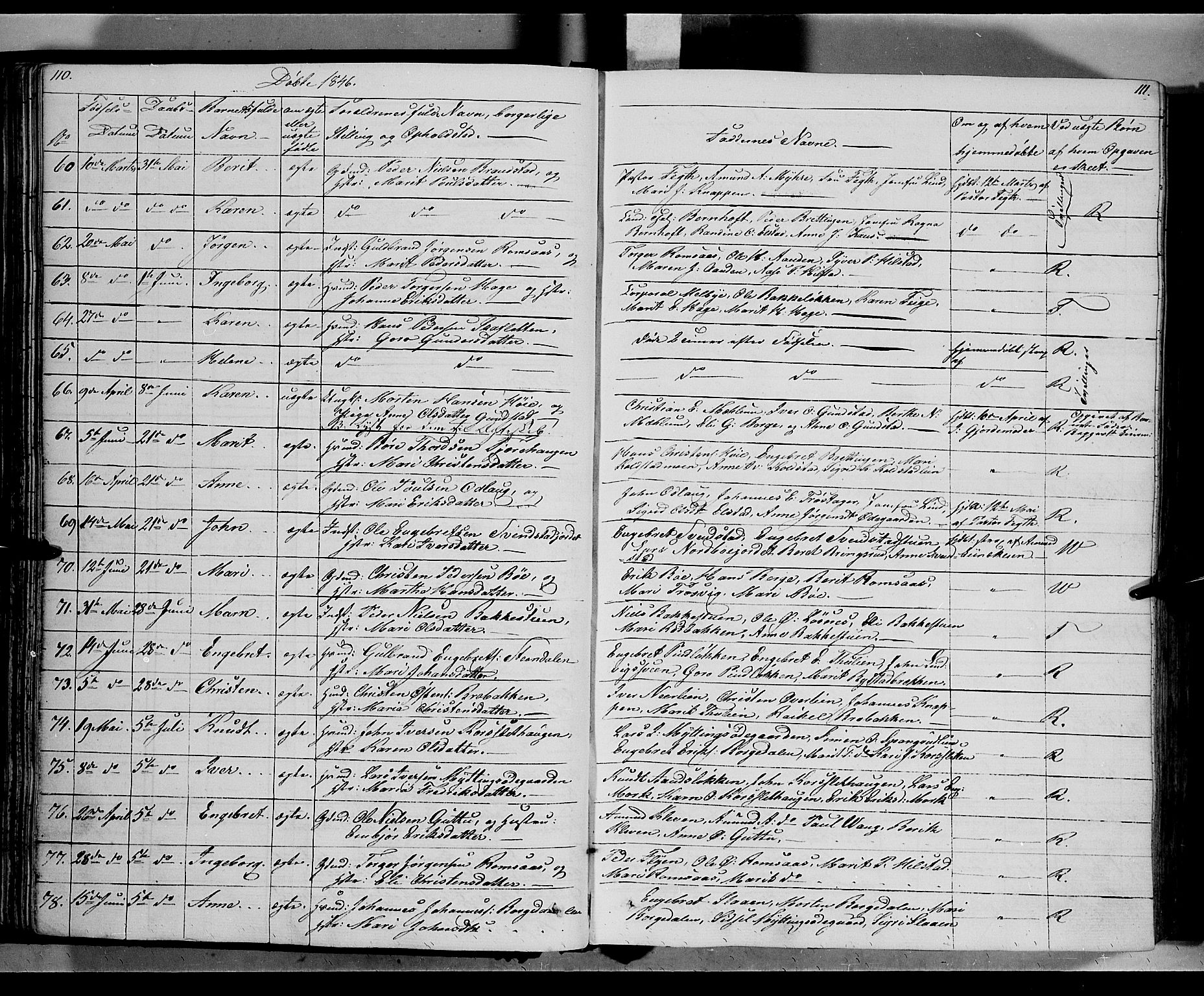 Ringebu prestekontor, AV/SAH-PREST-082/H/Ha/Haa/L0005: Parish register (official) no. 5, 1839-1848, p. 110-111