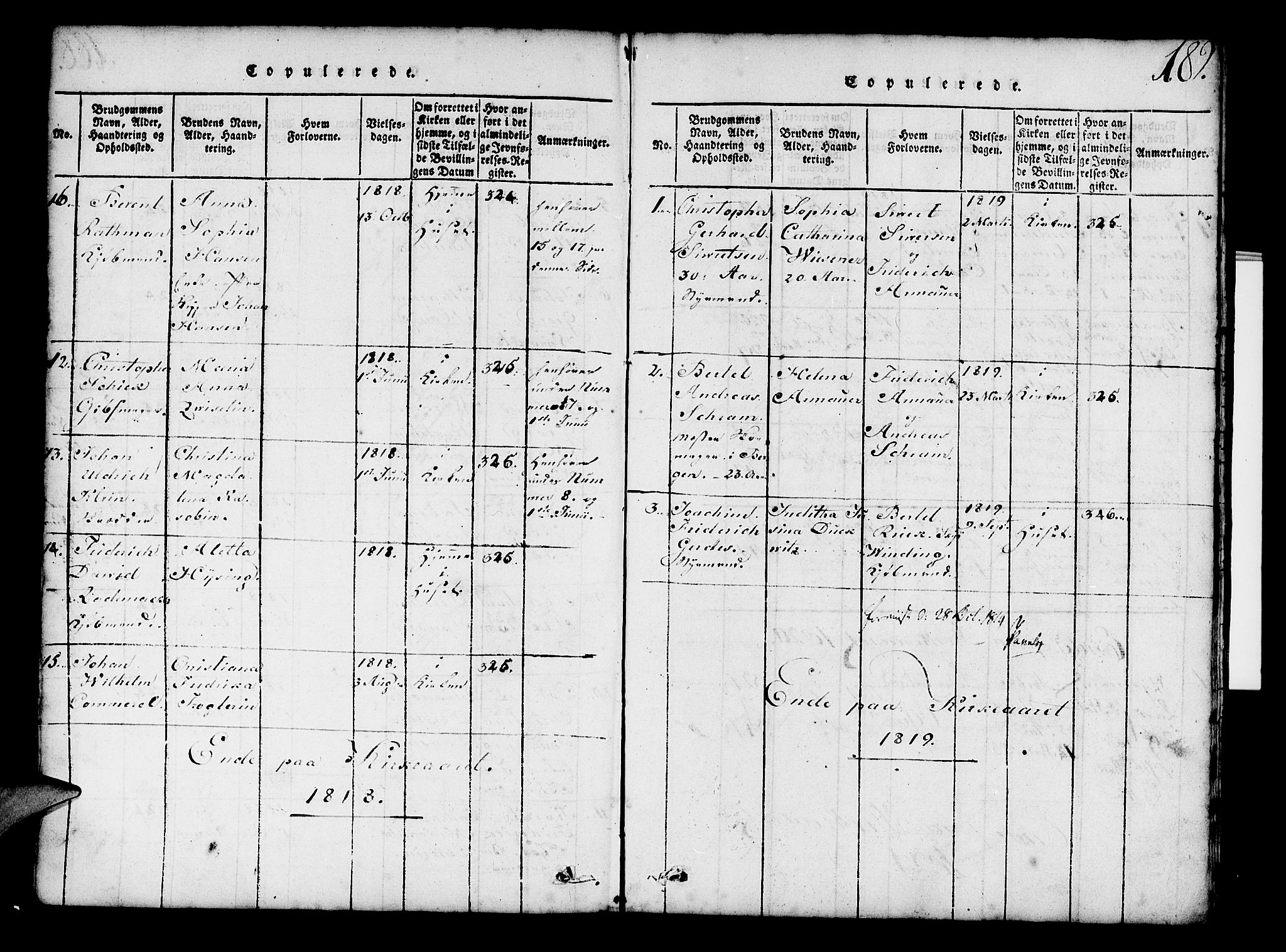 Mariakirken Sokneprestembete, SAB/A-76901/H/Hab/L0001: Parish register (copy) no. A 1, 1815-1846, p. 189