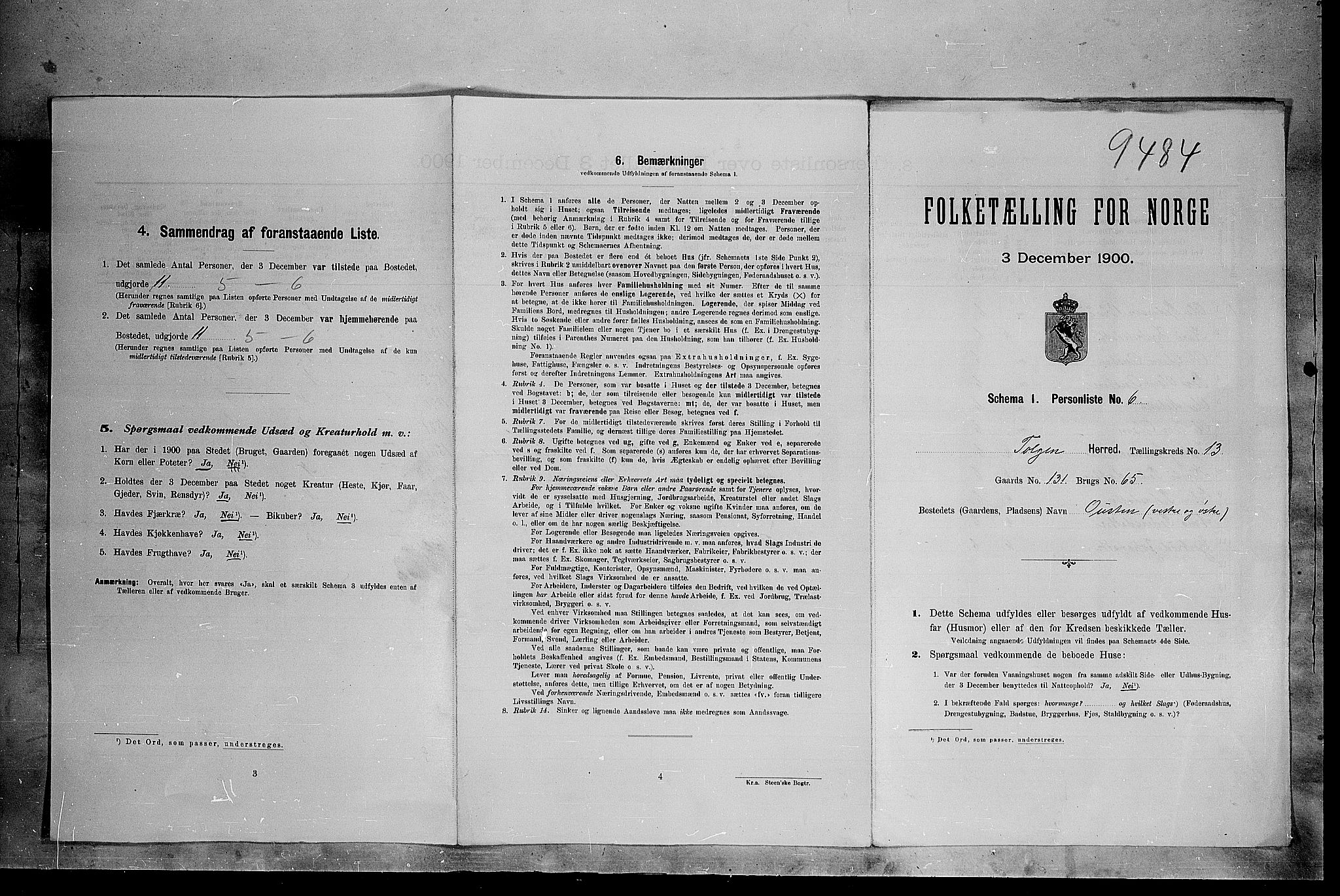 SAH, 1900 census for Tolga, 1900, p. 1204