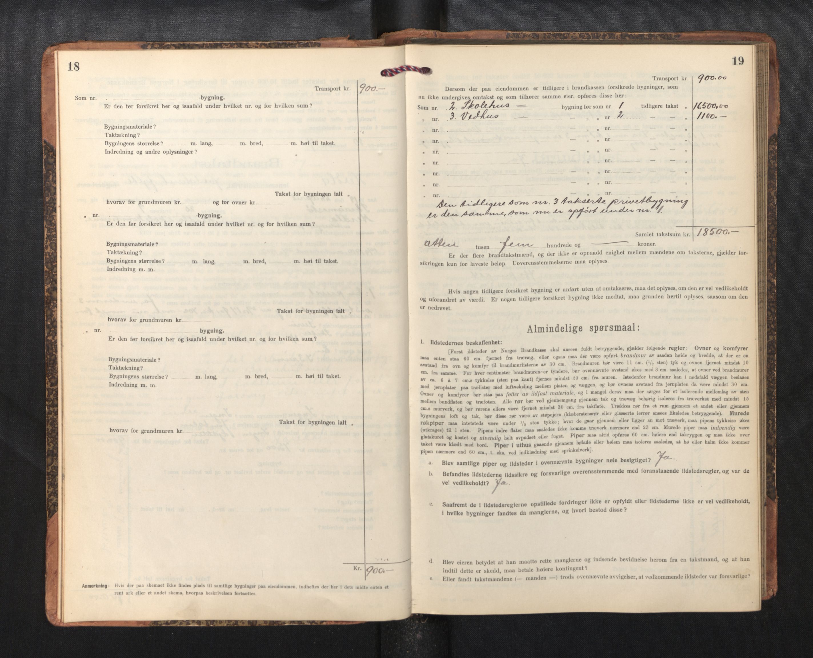 Lensmannen i Herdla, AV/SAB-A-32901/0012/L0004:  Branntakstprotokoll skjematakst, 1916-1954, p. 18-19