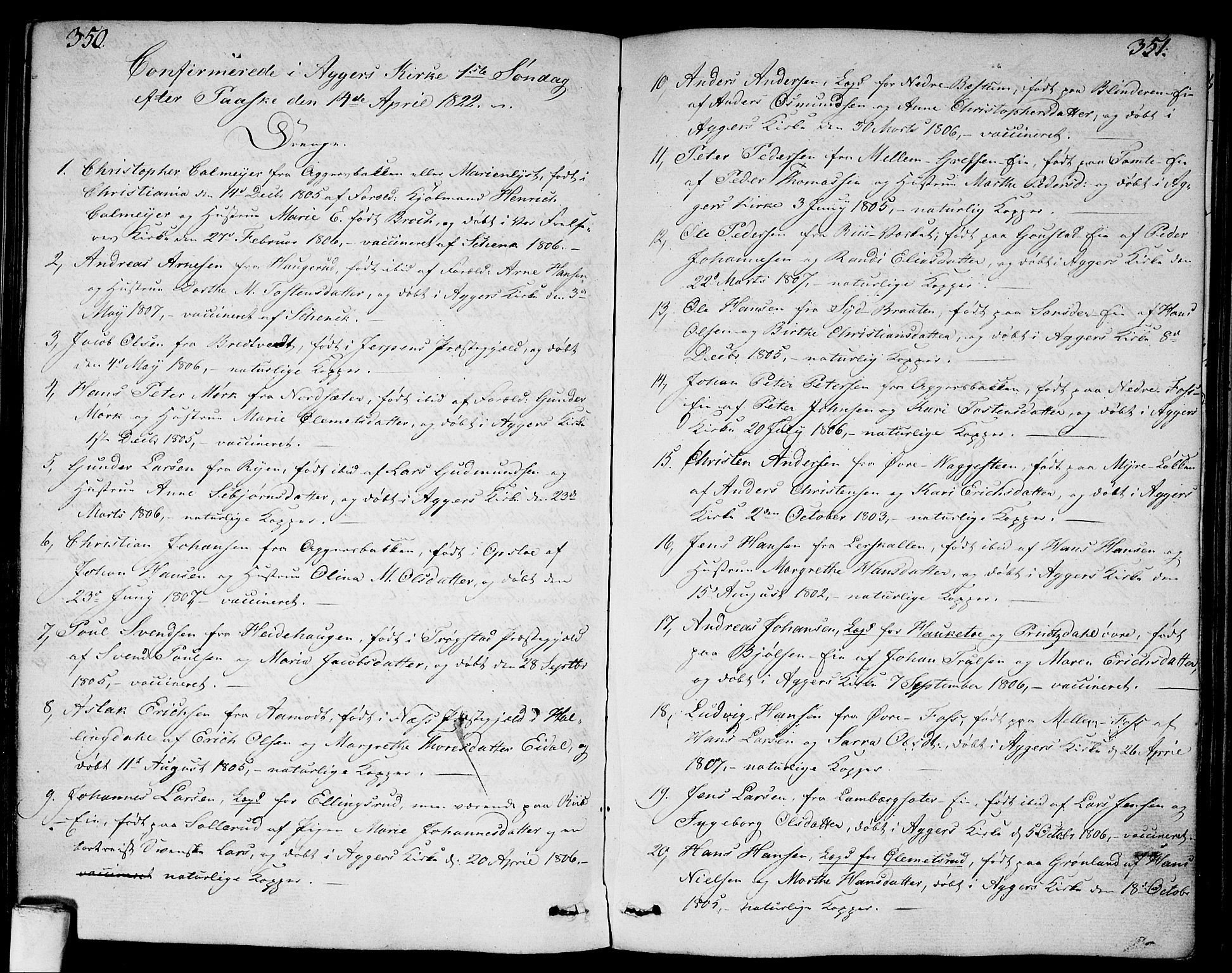 Aker prestekontor kirkebøker, SAO/A-10861/F/L0012: Parish register (official) no. 12, 1819-1828, p. 350-351