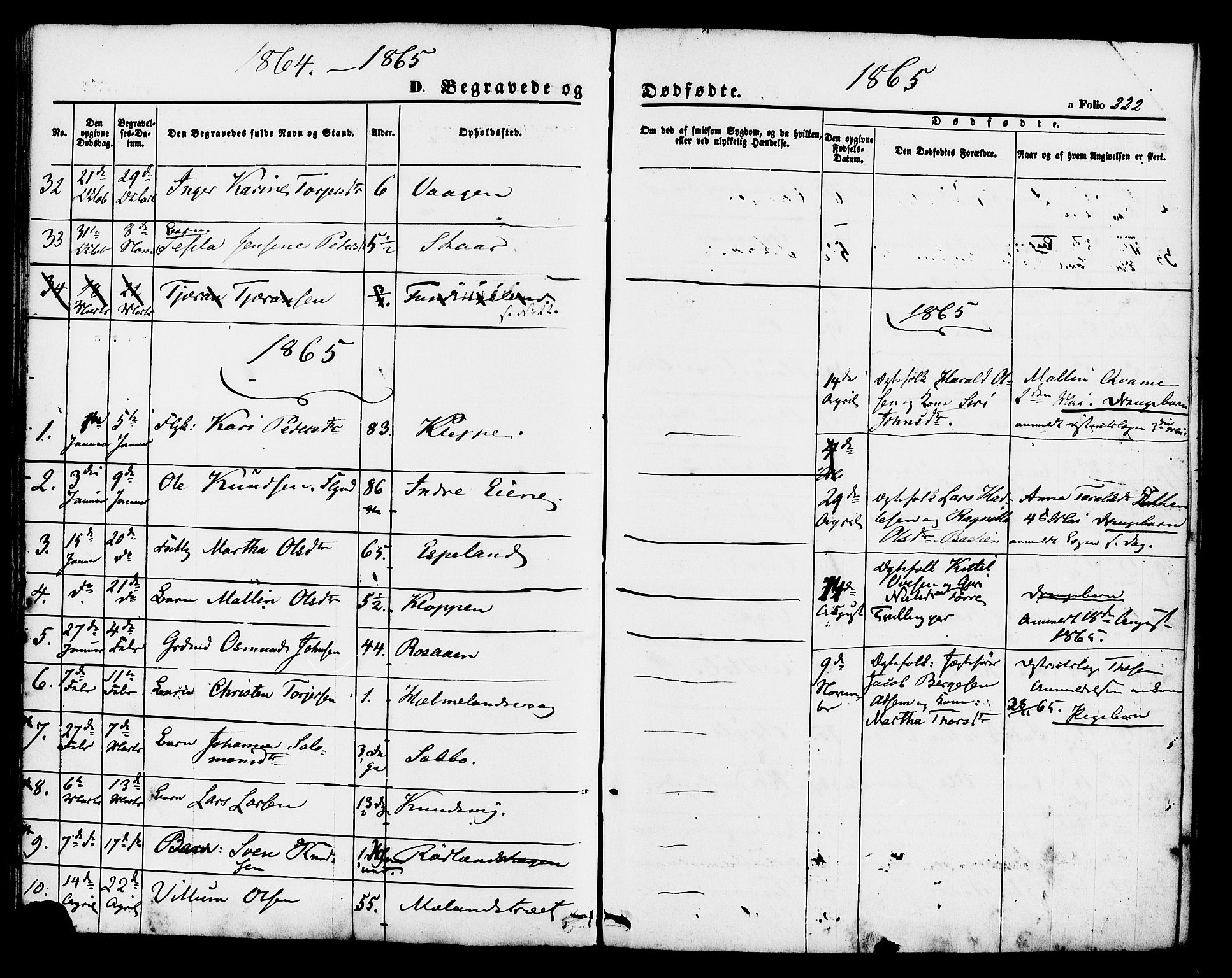 Hjelmeland sokneprestkontor, SAST/A-101843/01/IV/L0011: Parish register (official) no. A 11, 1861-1878, p. 222