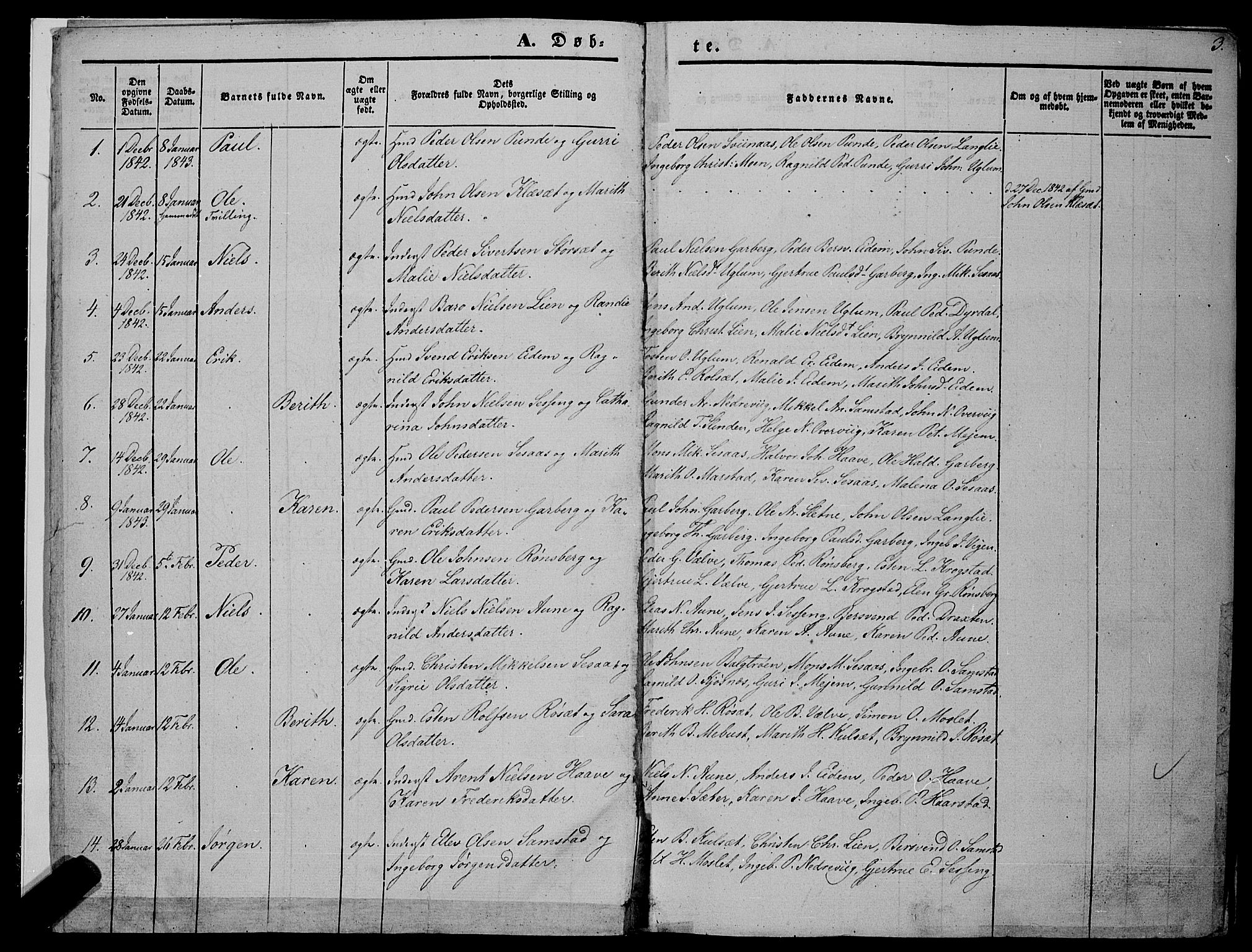 Ministerialprotokoller, klokkerbøker og fødselsregistre - Sør-Trøndelag, SAT/A-1456/695/L1145: Parish register (official) no. 695A06 /1, 1843-1859, p. 3