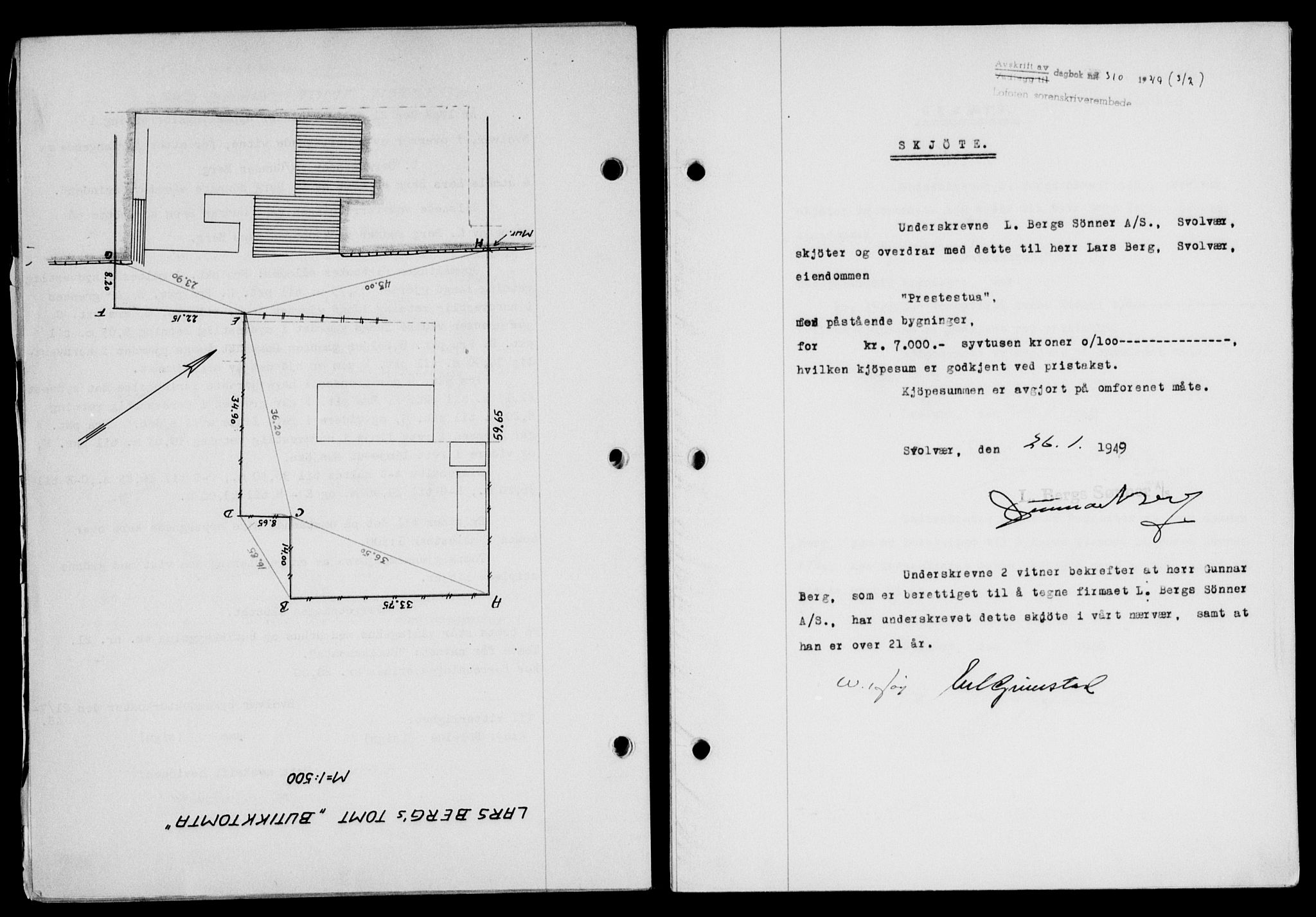 Lofoten sorenskriveri, SAT/A-0017/1/2/2C/L0020a: Mortgage book no. 20a, 1948-1949, Diary no: : 310/1949