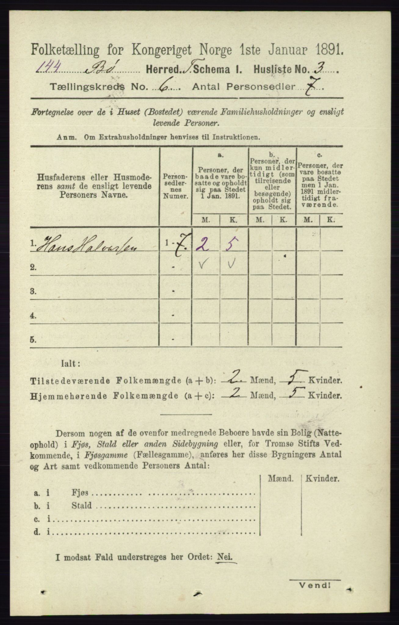 RA, 1891 census for 0821 Bø, 1891, p. 1840