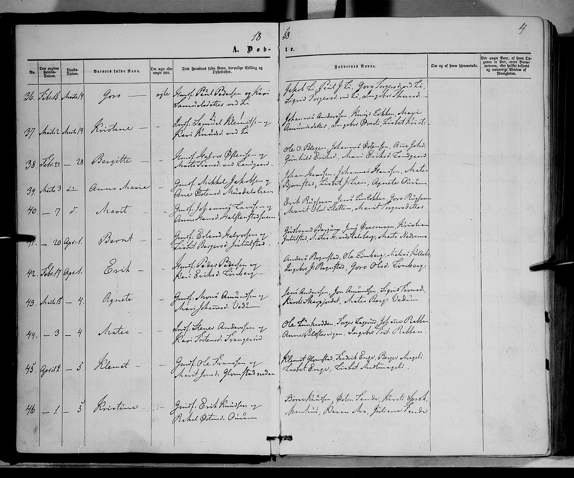 Øyer prestekontor, AV/SAH-PREST-084/H/Ha/Haa/L0006: Parish register (official) no. 6, 1858-1874, p. 4