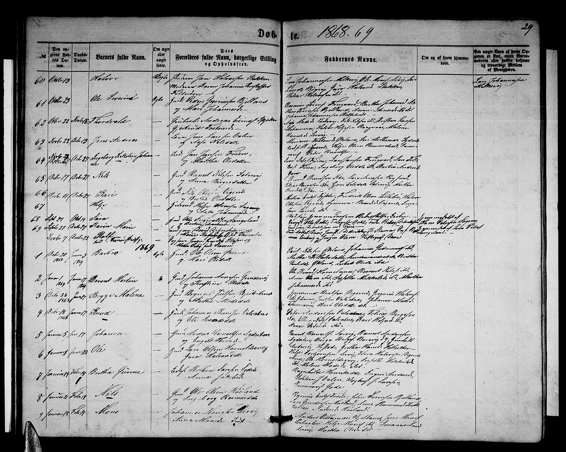 Stord sokneprestembete, SAB/A-78201/H/Hab: Parish register (copy) no. A 1, 1864-1878, p. 29