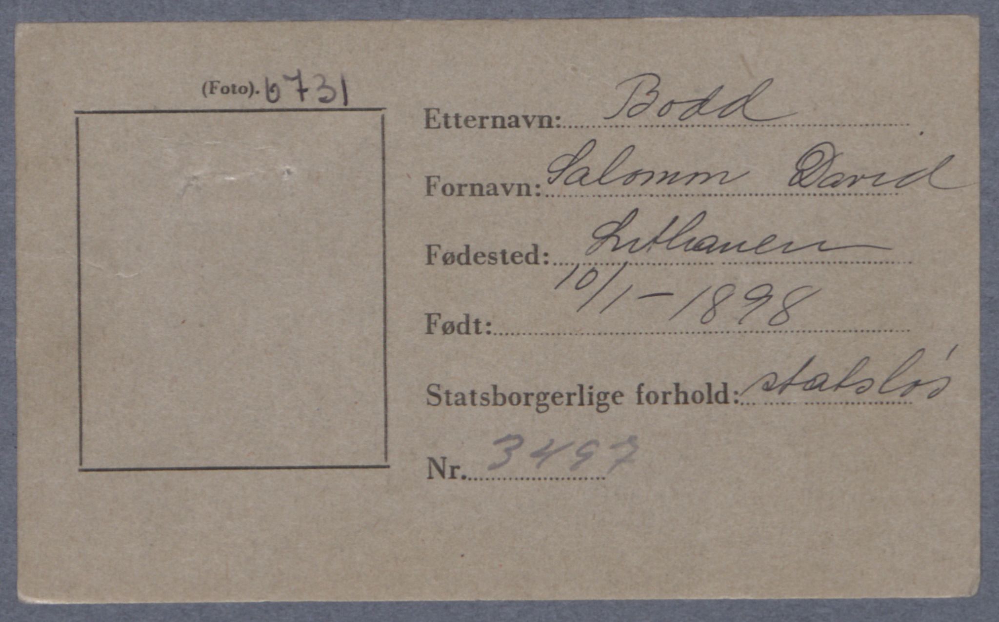 Sosialdepartementet, Våre Falne, RA/S-1708/E/Ee/L0021A: Fotografier av jøder på legitimasjonskort (1941-42), 1941-1942, p. 63