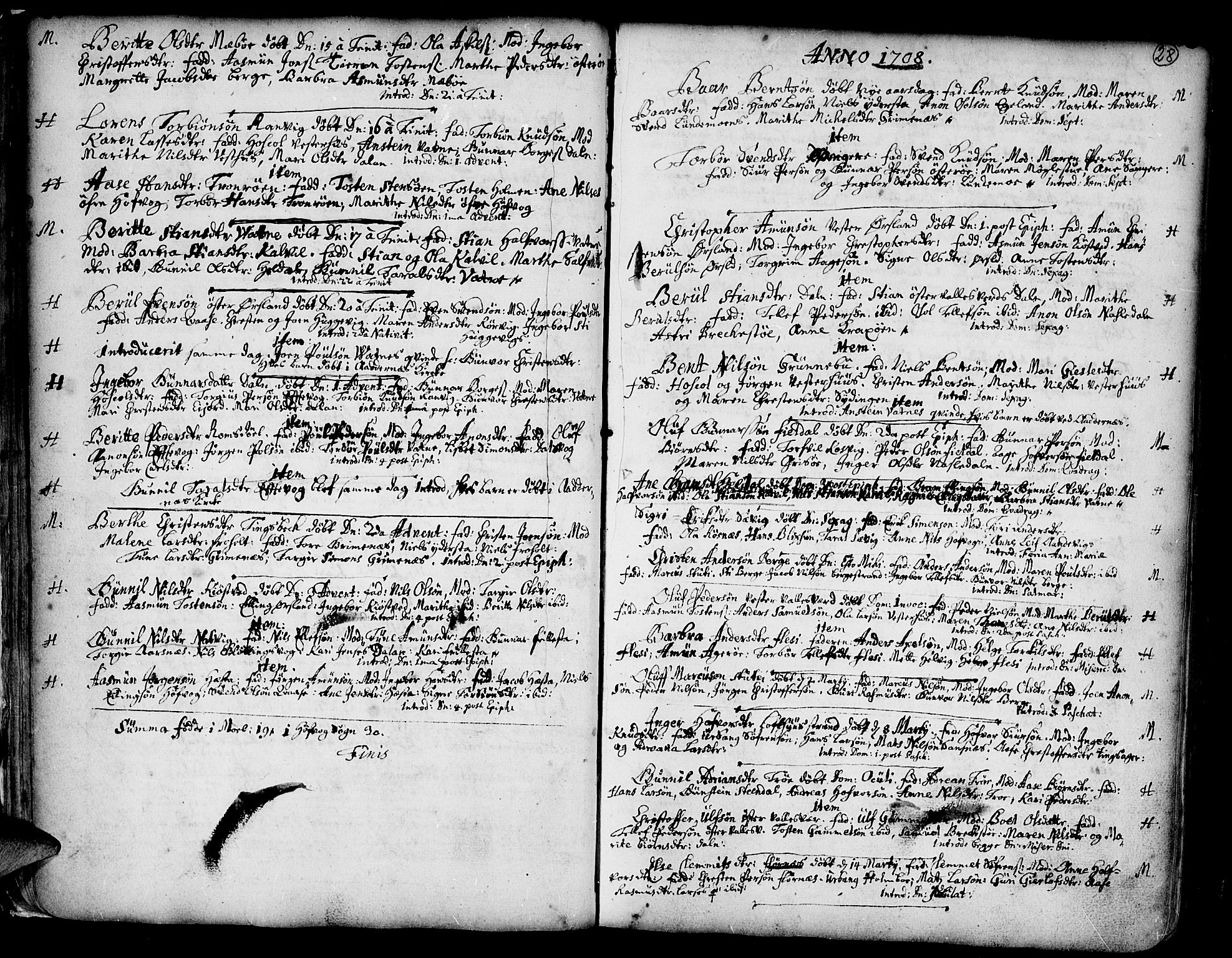 Vestre Moland sokneprestkontor, SAK/1111-0046/F/Fa/Fab/L0001: Parish register (official) no. A 1, 1687-1760, p. 28