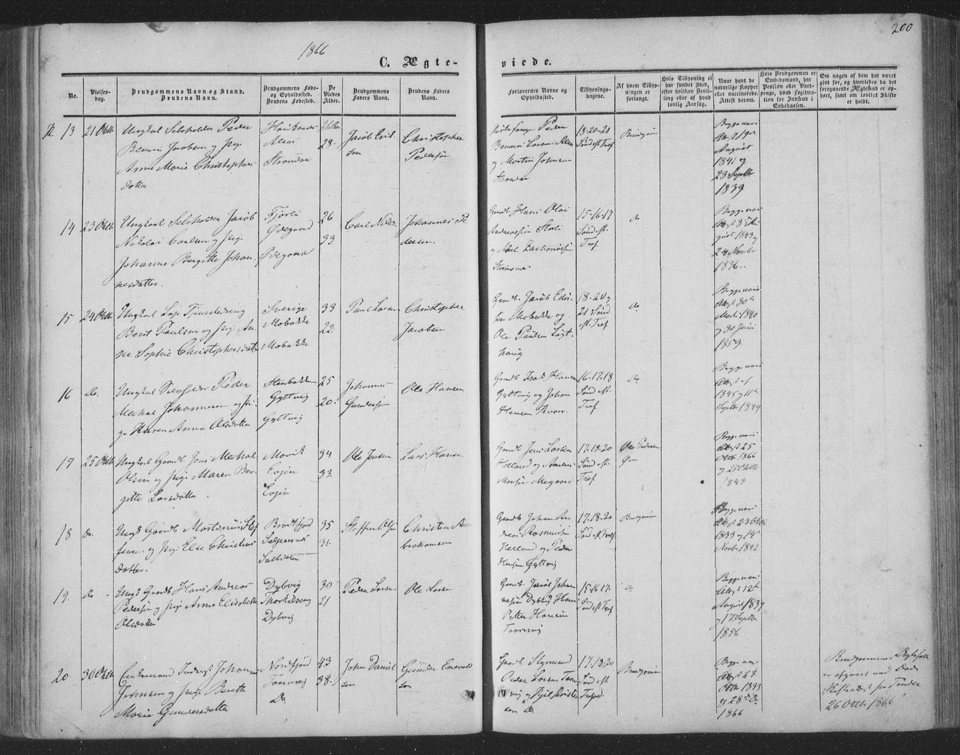 Ministerialprotokoller, klokkerbøker og fødselsregistre - Nordland, AV/SAT-A-1459/853/L0770: Parish register (official) no. 853A09, 1857-1870, p. 200