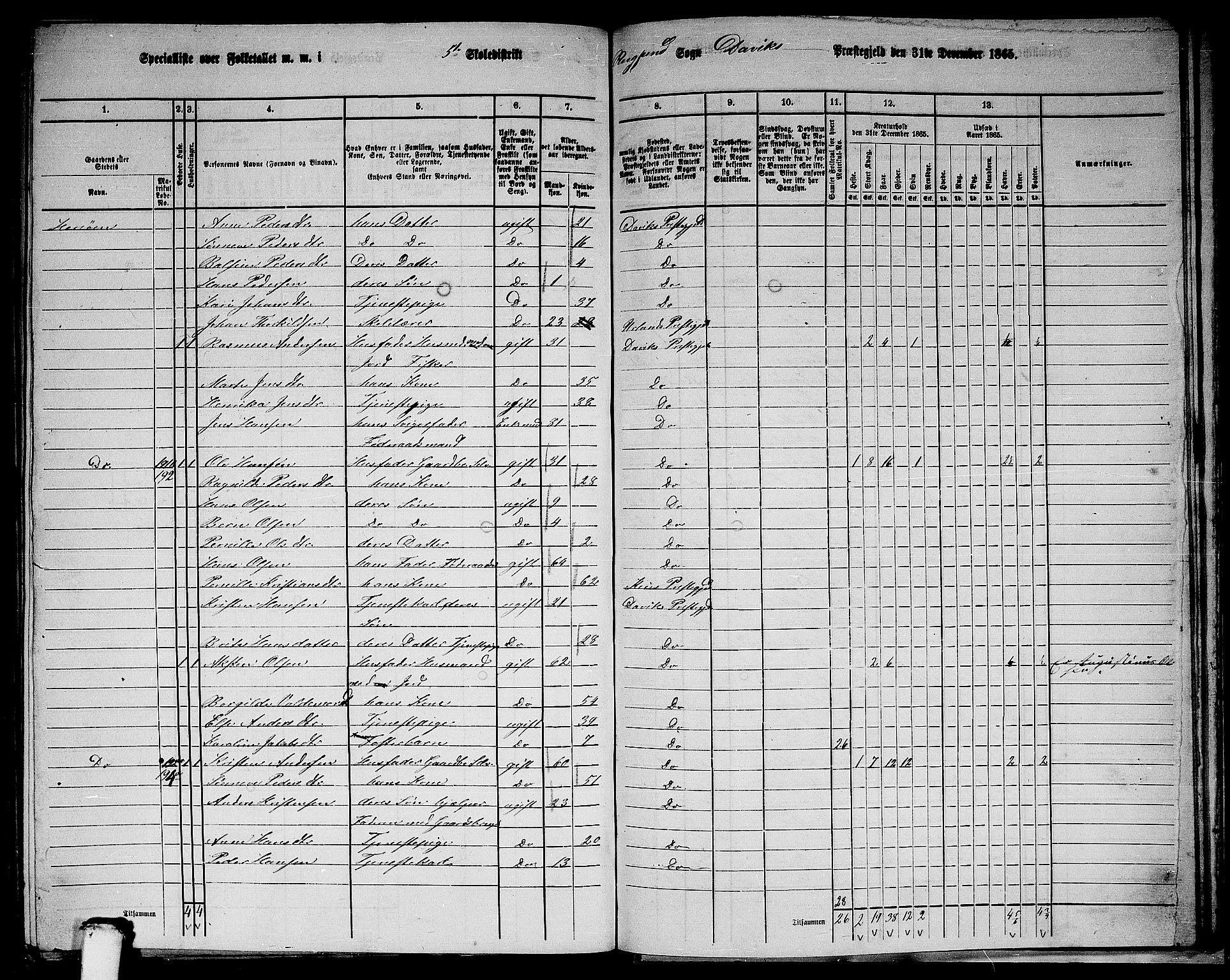 RA, 1865 census for Davik, 1865, p. 100