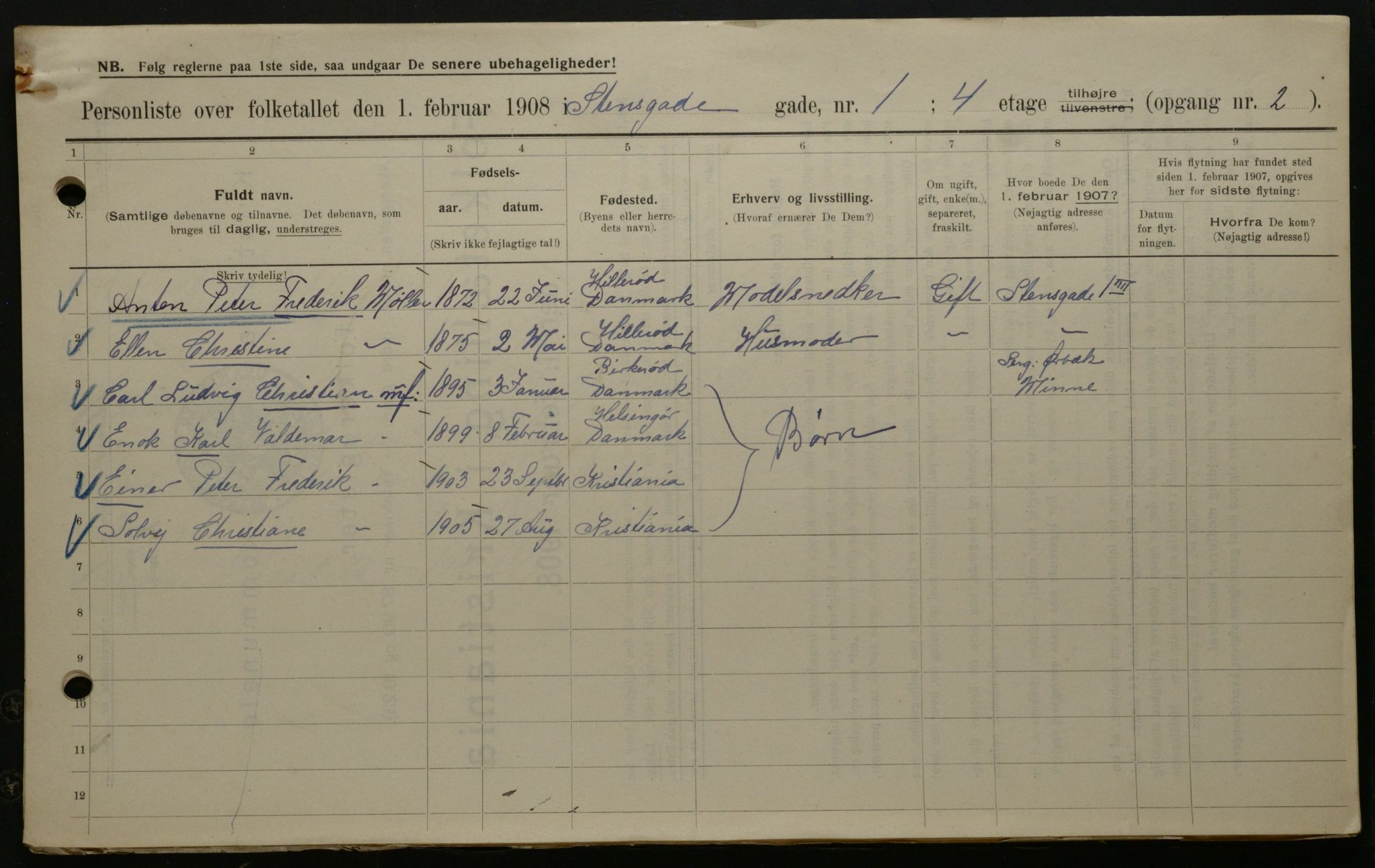 OBA, Municipal Census 1908 for Kristiania, 1908, p. 91482