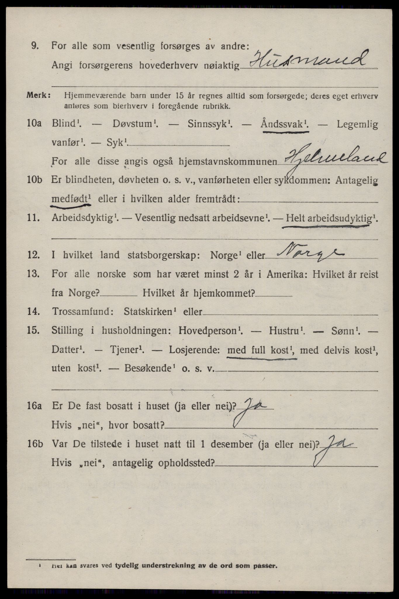 SAST, 1920 census for Hjelmeland, 1920, p. 2046