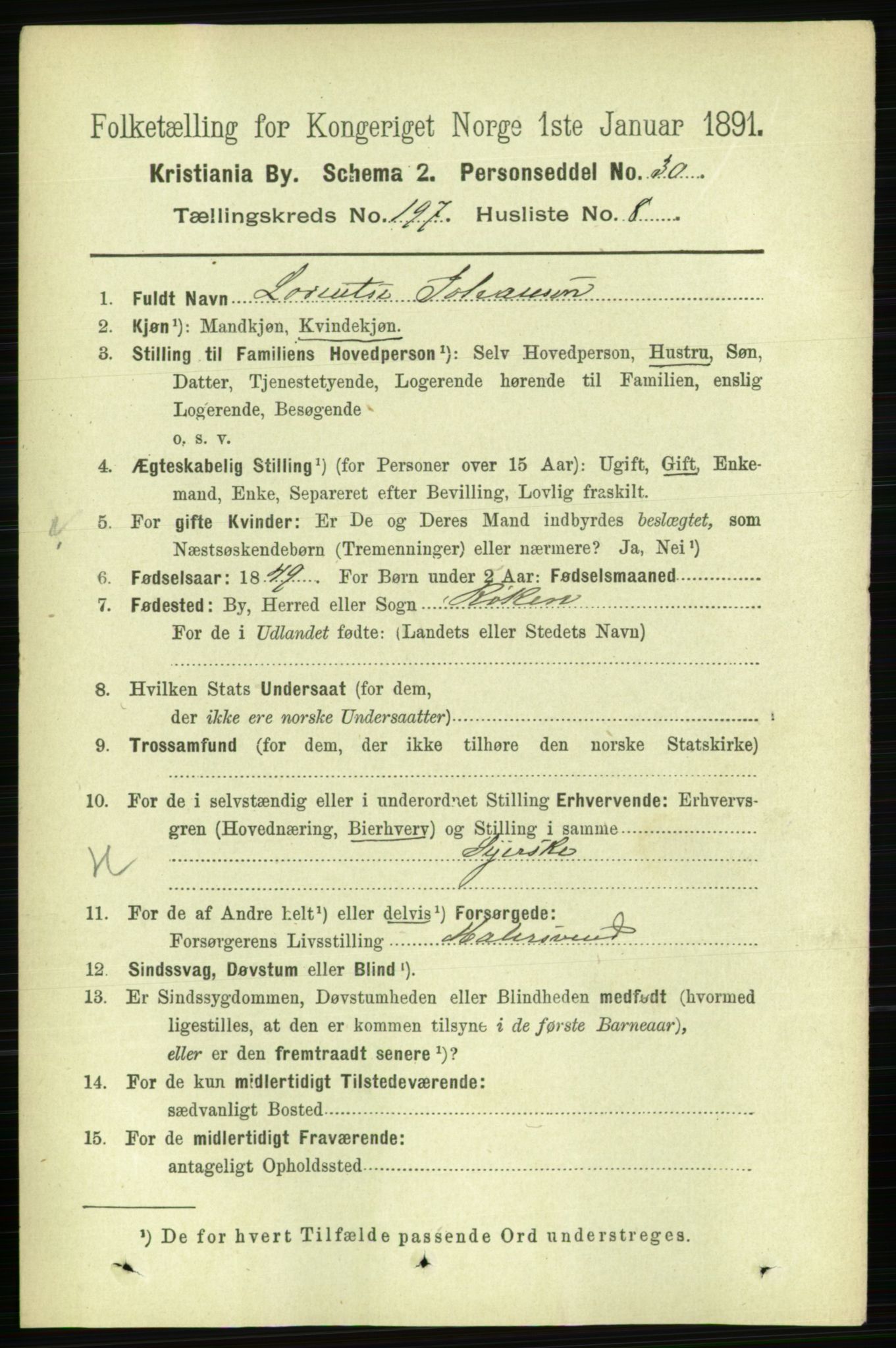 RA, 1891 census for 0301 Kristiania, 1891, p. 118987