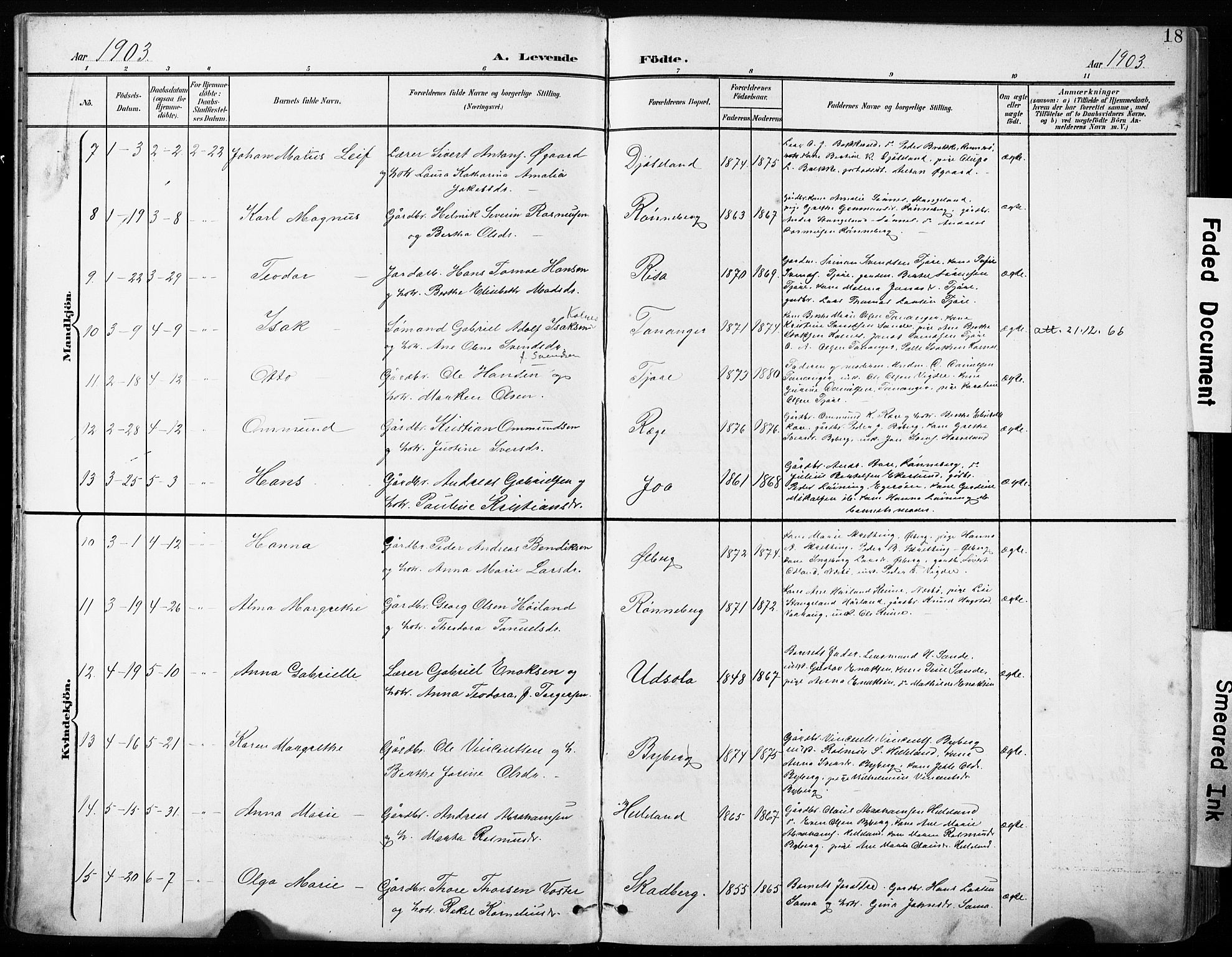 Håland sokneprestkontor, AV/SAST-A-101802/001/30BA/L0013: Parish register (official) no. A 12, 1901-1913, p. 18