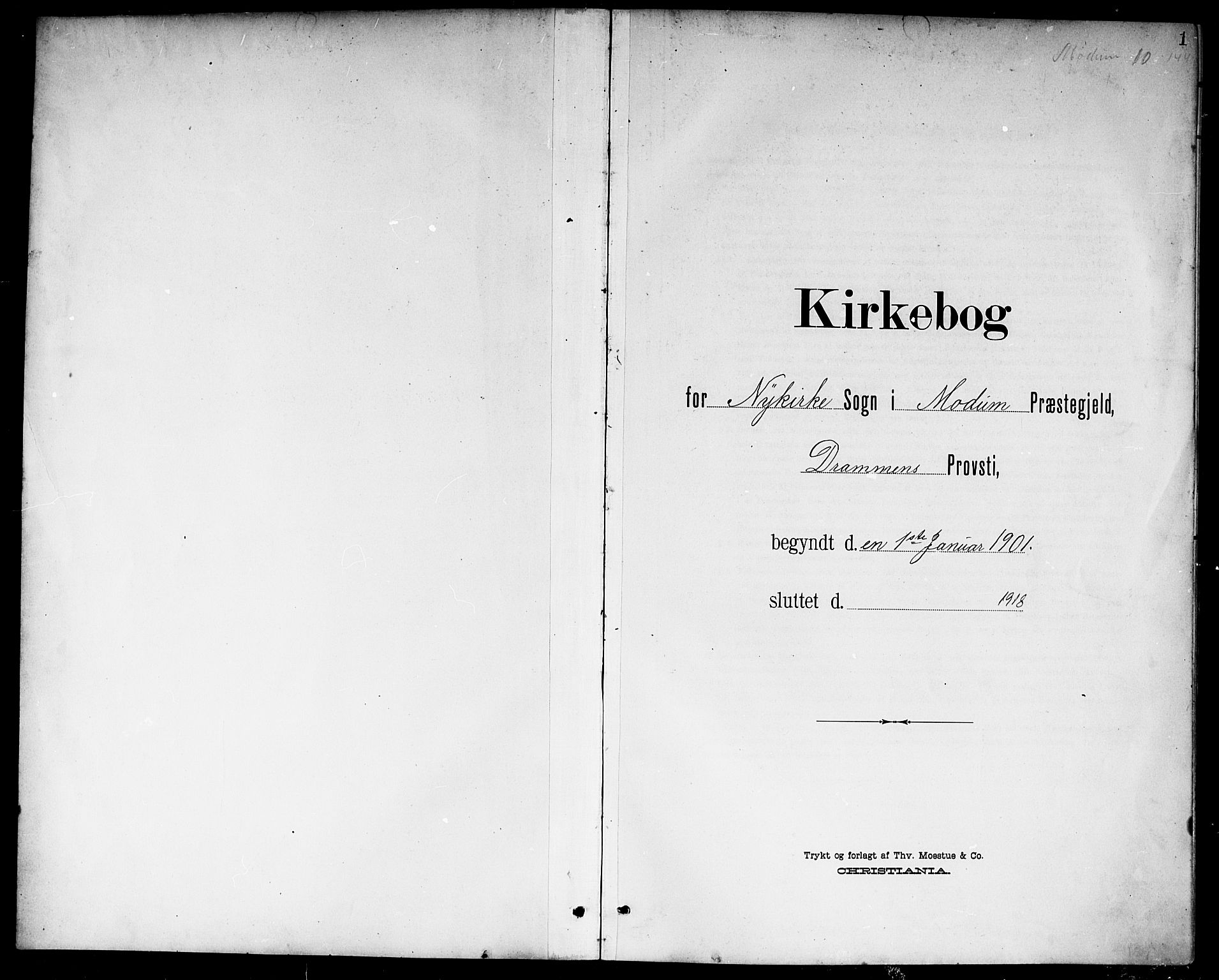 Modum kirkebøker, SAKO/A-234/G/Gc/L0001: Parish register (copy) no. III 1, 1901-1919, p. 1