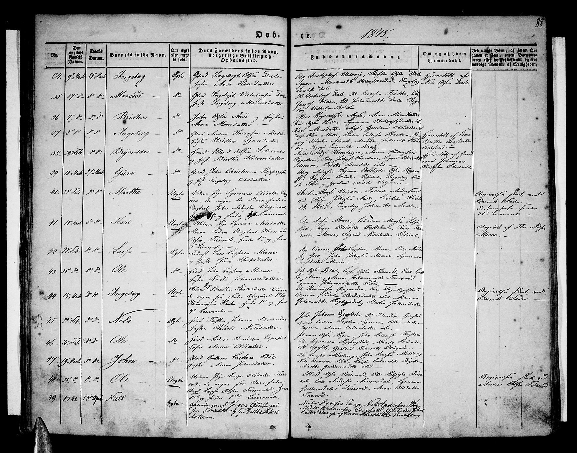 Vik sokneprestembete, SAB/A-81501: Parish register (official) no. A 7, 1831-1845, p. 88