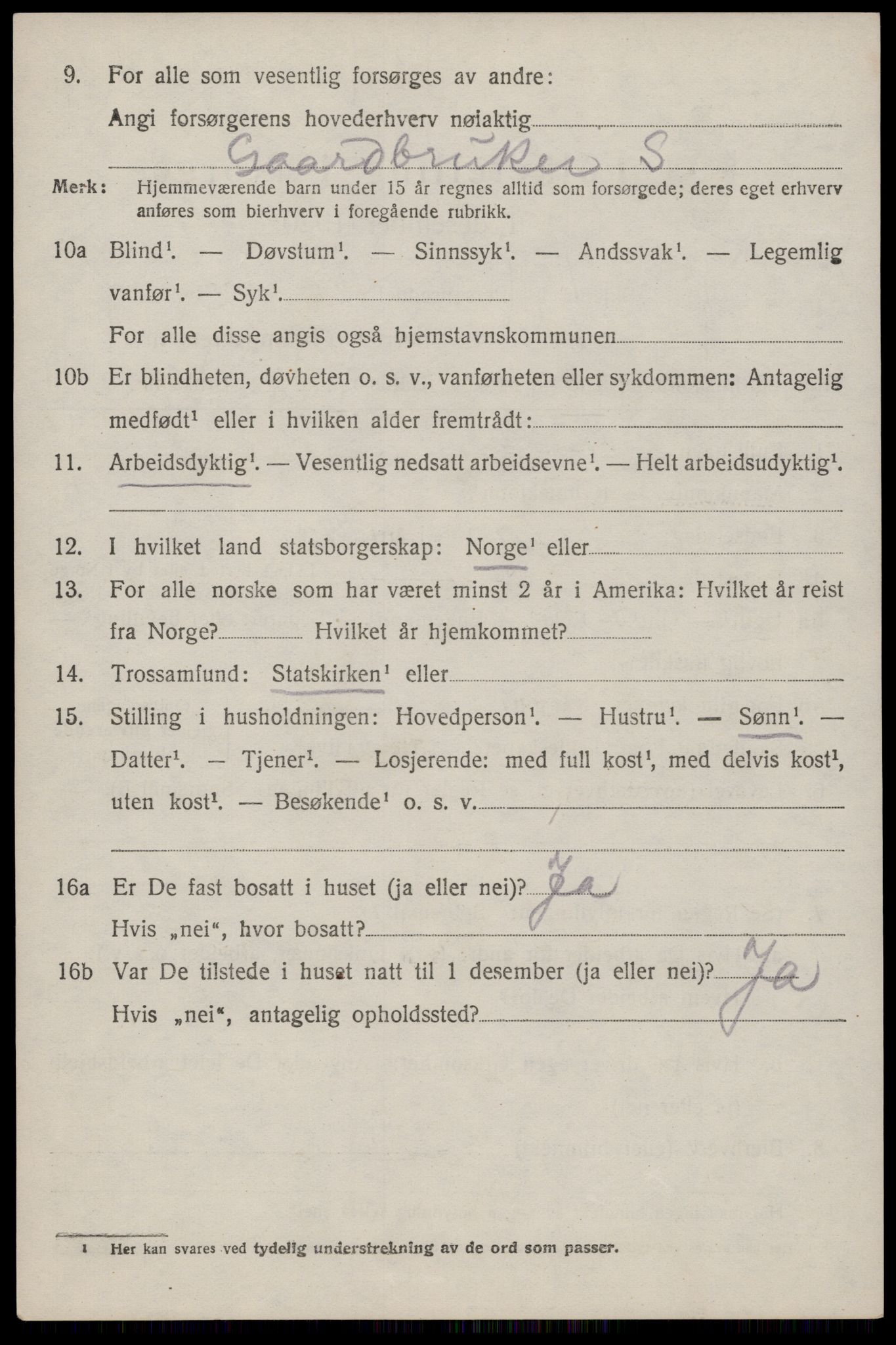 SAST, 1920 census for Strand, 1920, p. 3543