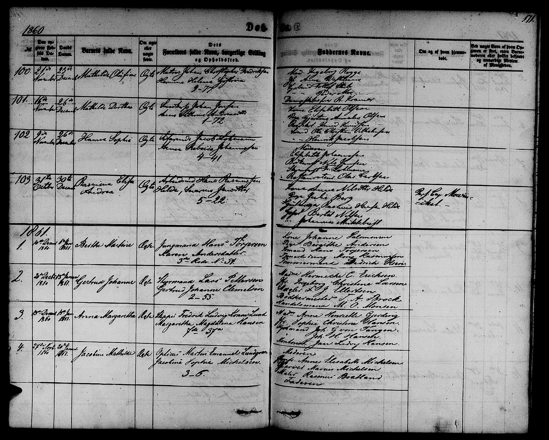 Nykirken Sokneprestembete, SAB/A-77101/H/Hab: Parish register (copy) no. B 2, 1859-1868, p. 171