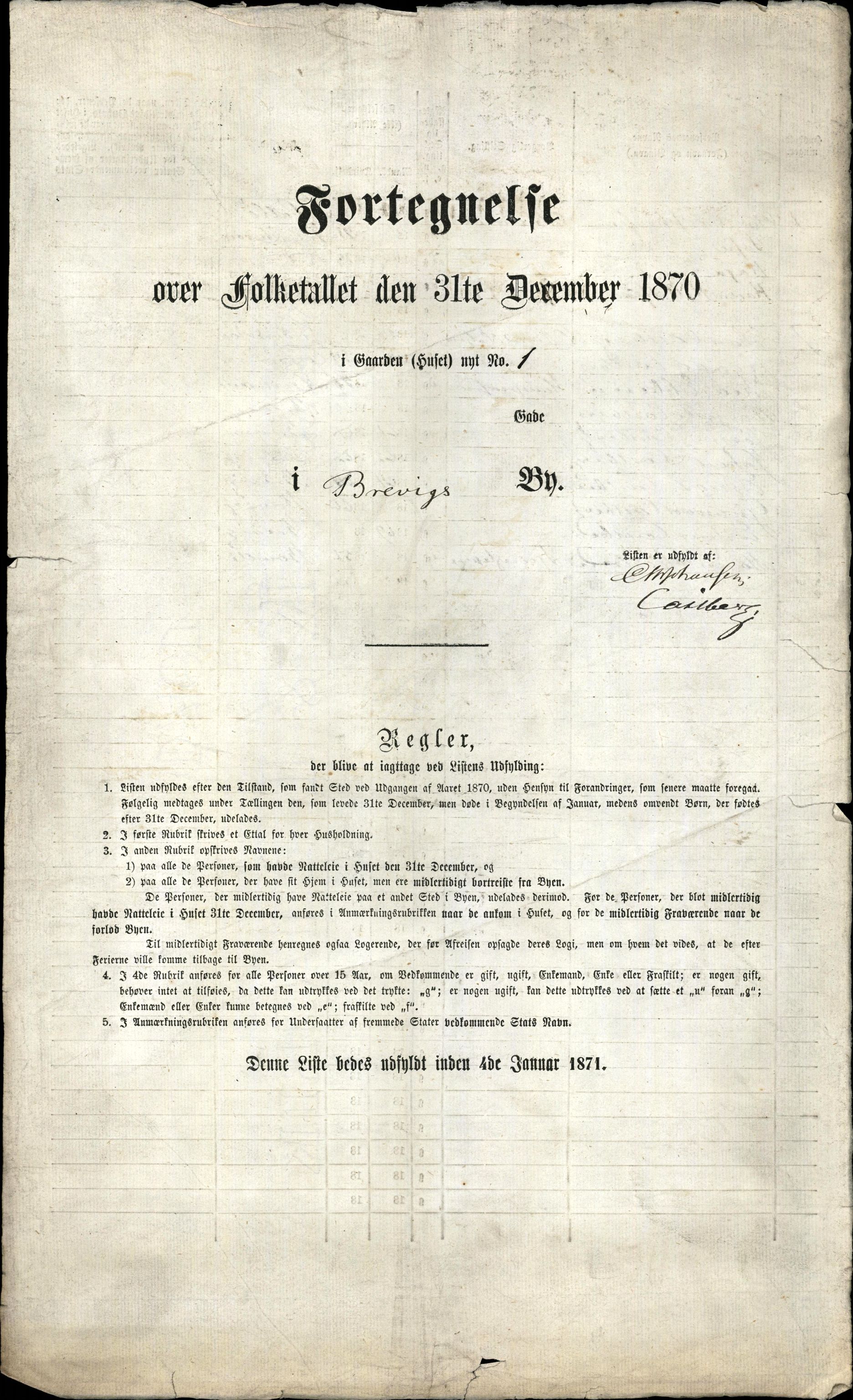 RA, 1870 census for 0804 Brevik, 1870, p. 2