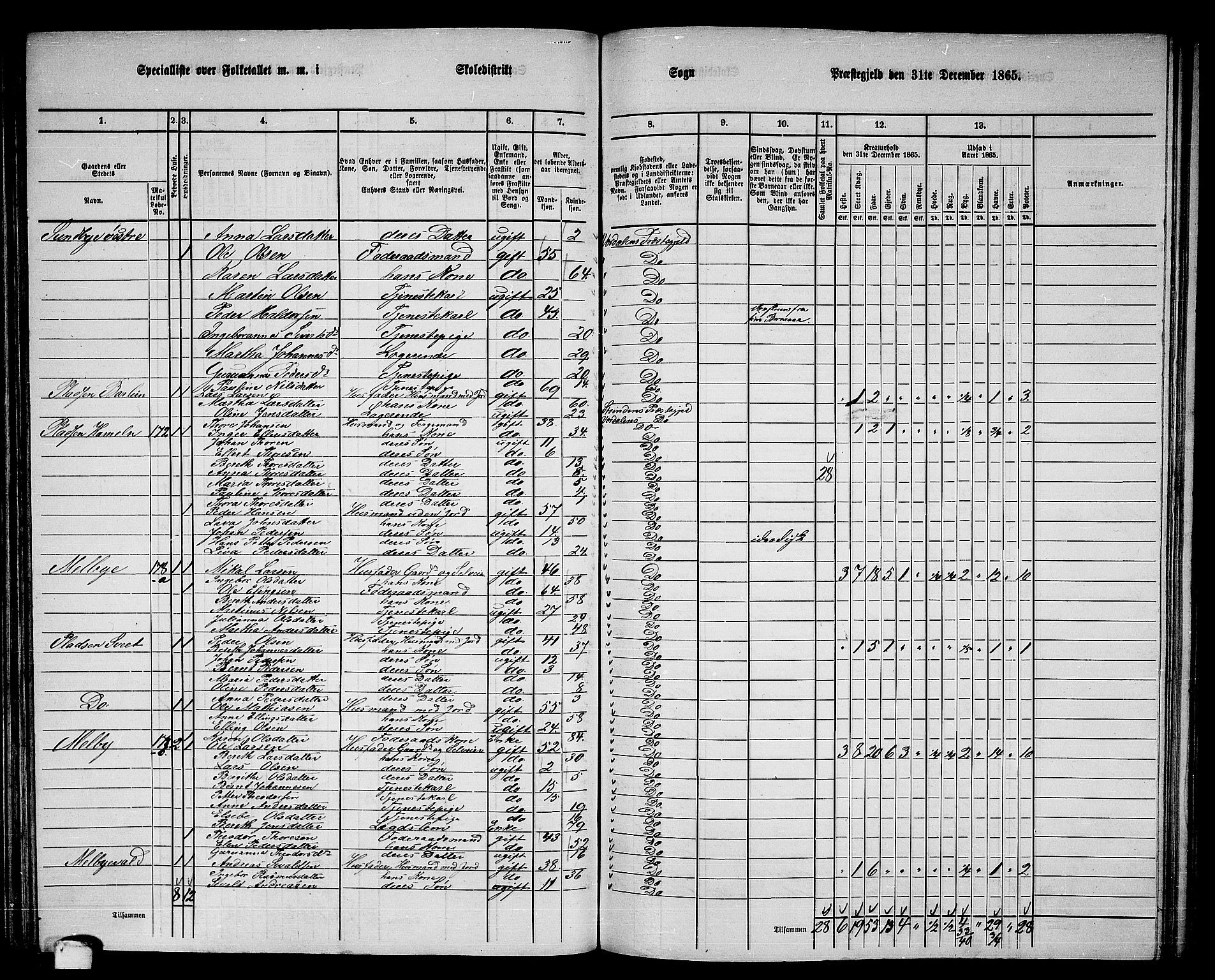 RA, 1865 census for Verdal, 1865, p. 123