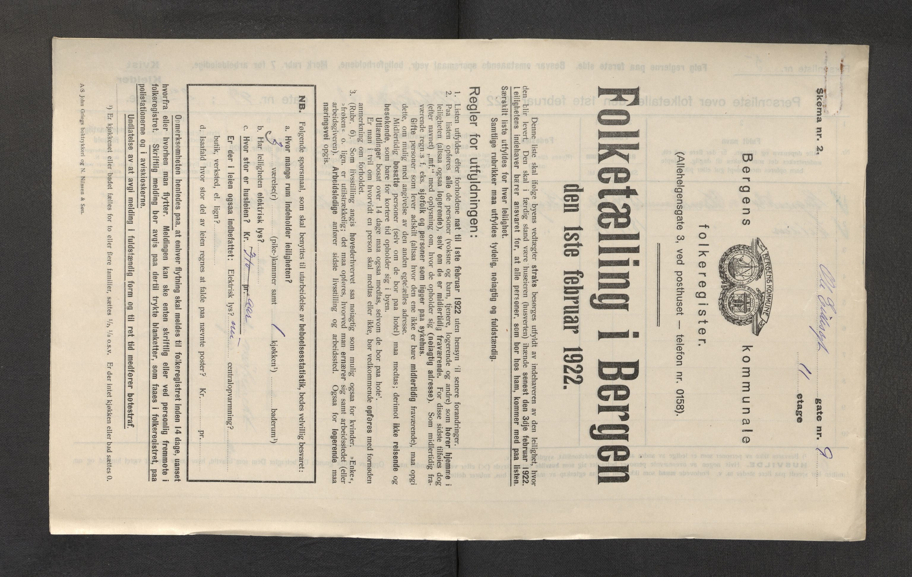 SAB, Municipal Census 1922 for Bergen, 1922, p. 30638