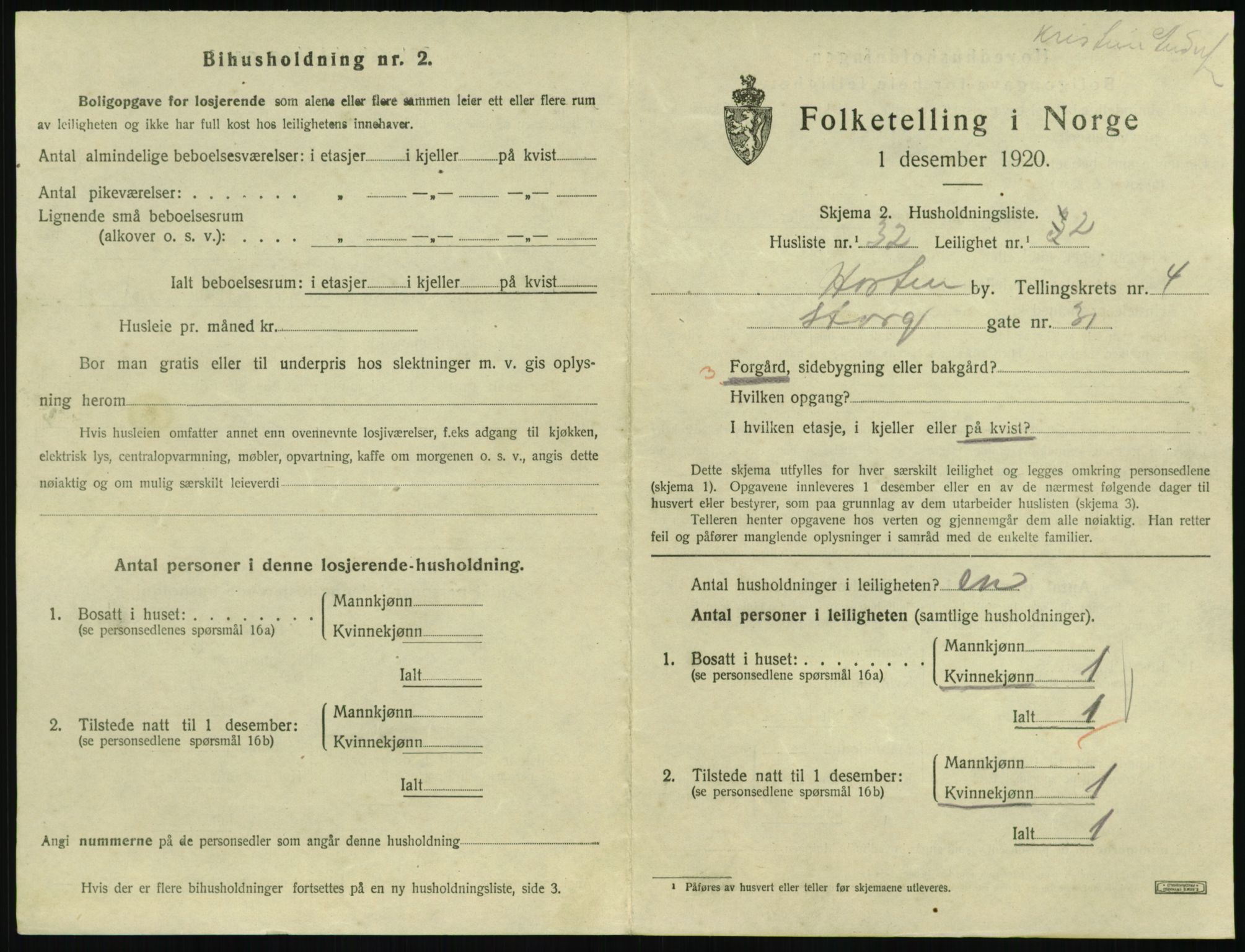 SAKO, 1920 census for Horten, 1920, p. 4953