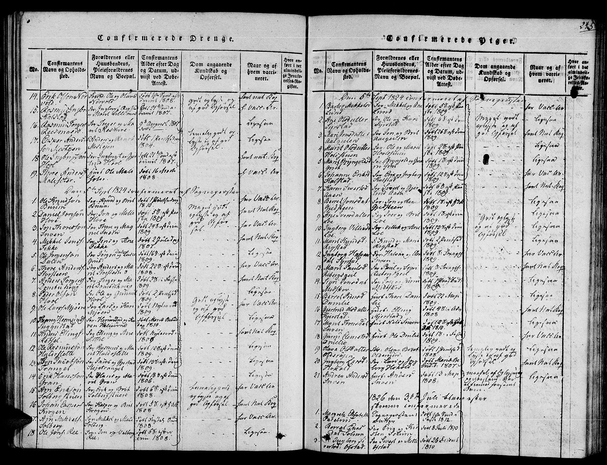 Ministerialprotokoller, klokkerbøker og fødselsregistre - Sør-Trøndelag, SAT/A-1456/672/L0853: Parish register (official) no. 672A06 /1, 1816-1829, p. 245